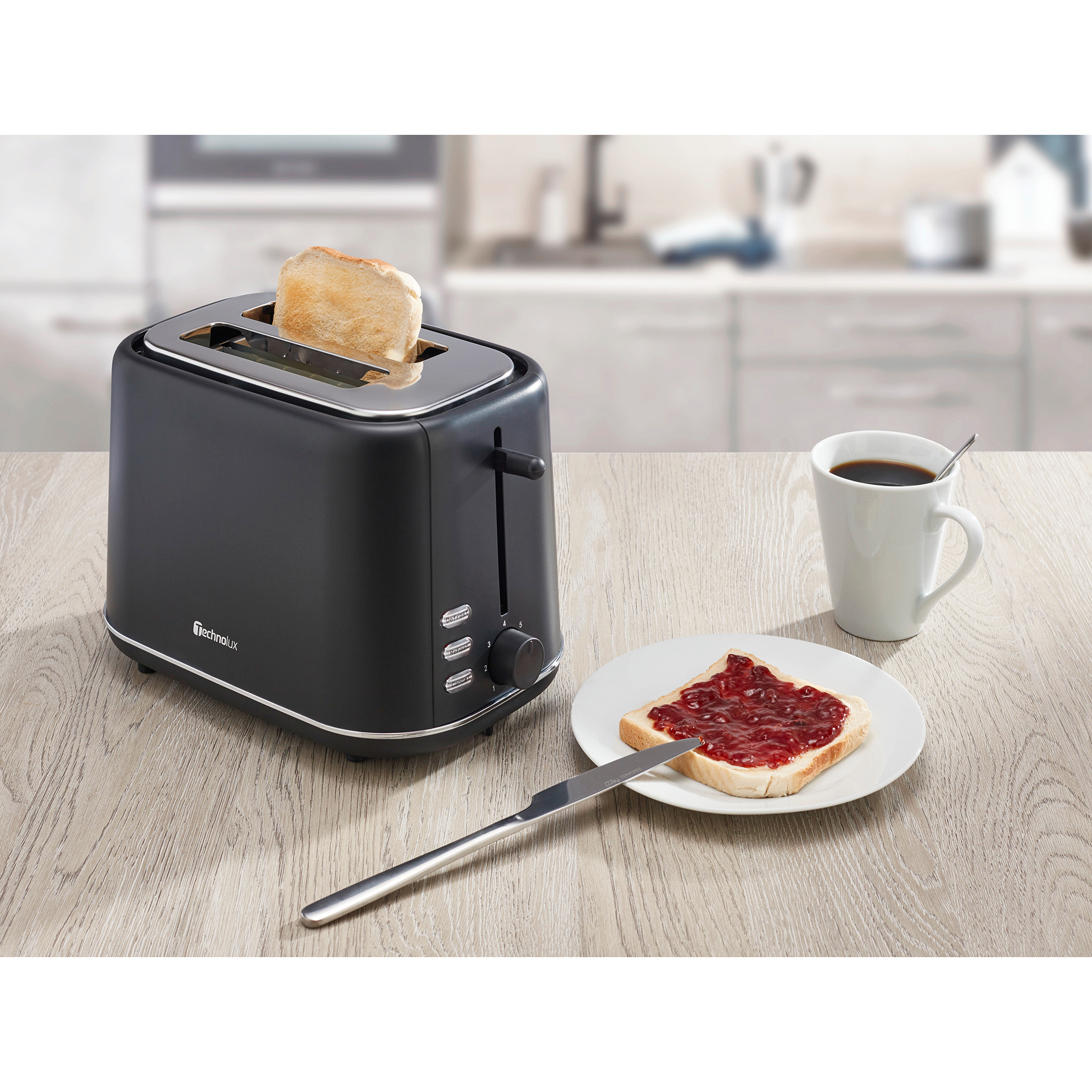 TECHNOLUX 2-Scheiben-Toaster 29054 - schwarz matt - 7 Bräunungsstufen