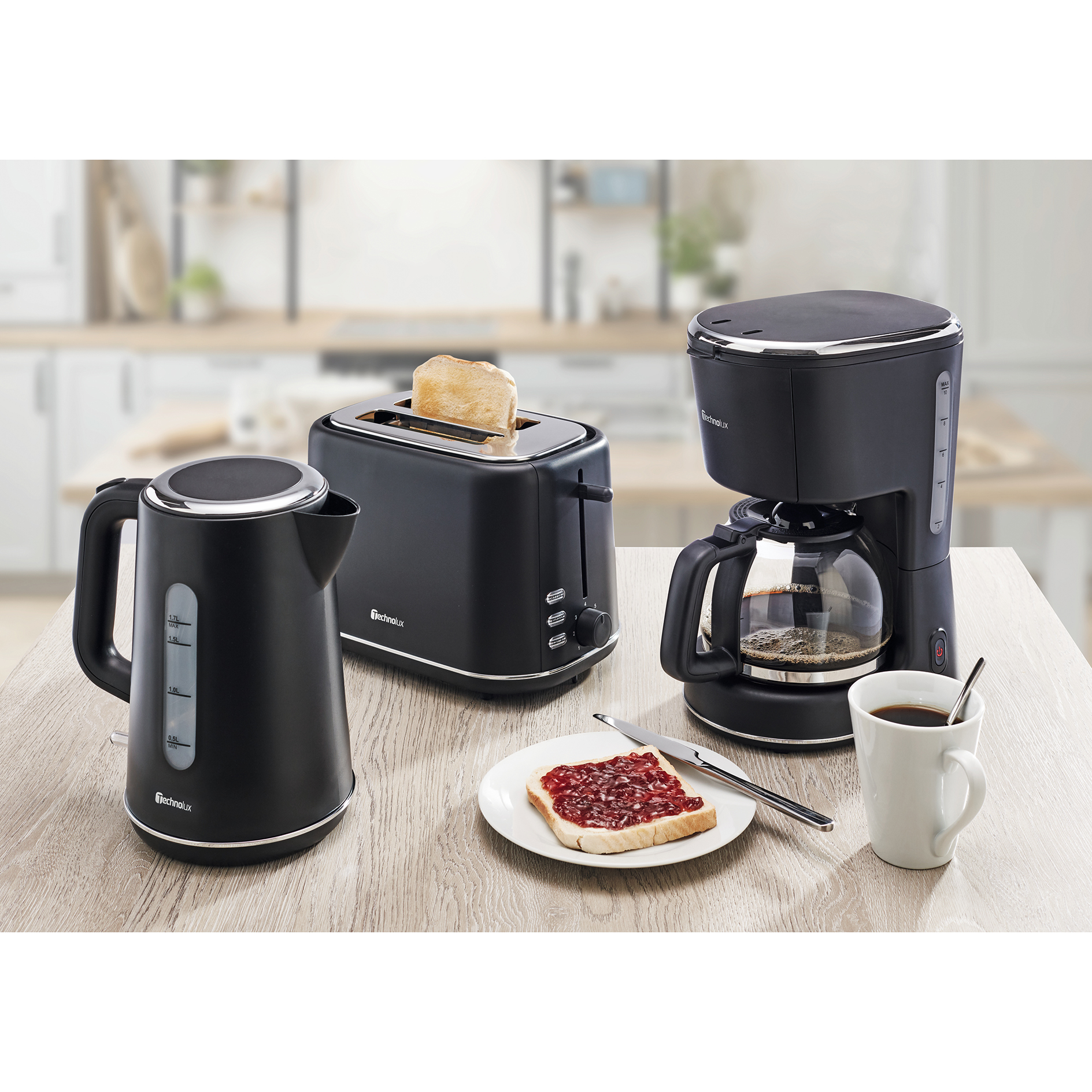 TECHNOLUX 2-Scheiben-Toaster 29054 - schwarz matt - 7 Bräunungsstufen