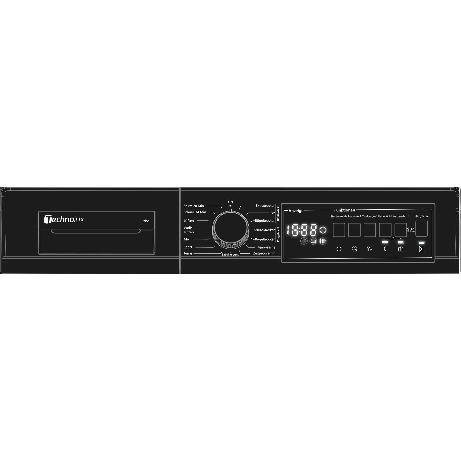 TECHNOLUX Wärmepumpentrockner WPTV8DLDFBE - schwarz - 8 kg - E