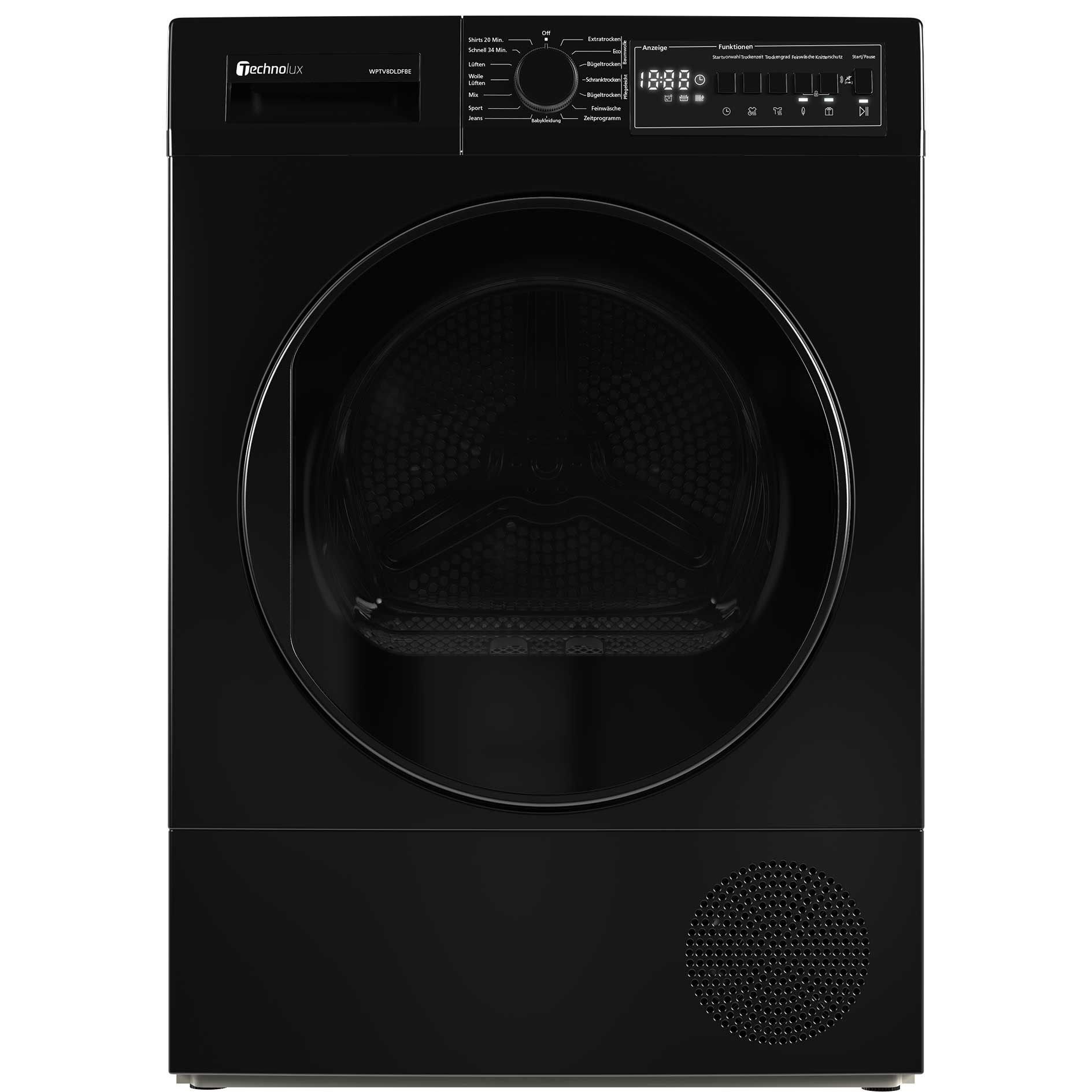 TECHNOLUX Wärmepumpentrockner WPTV8DLDFBE - schwarz - 8 kg - E