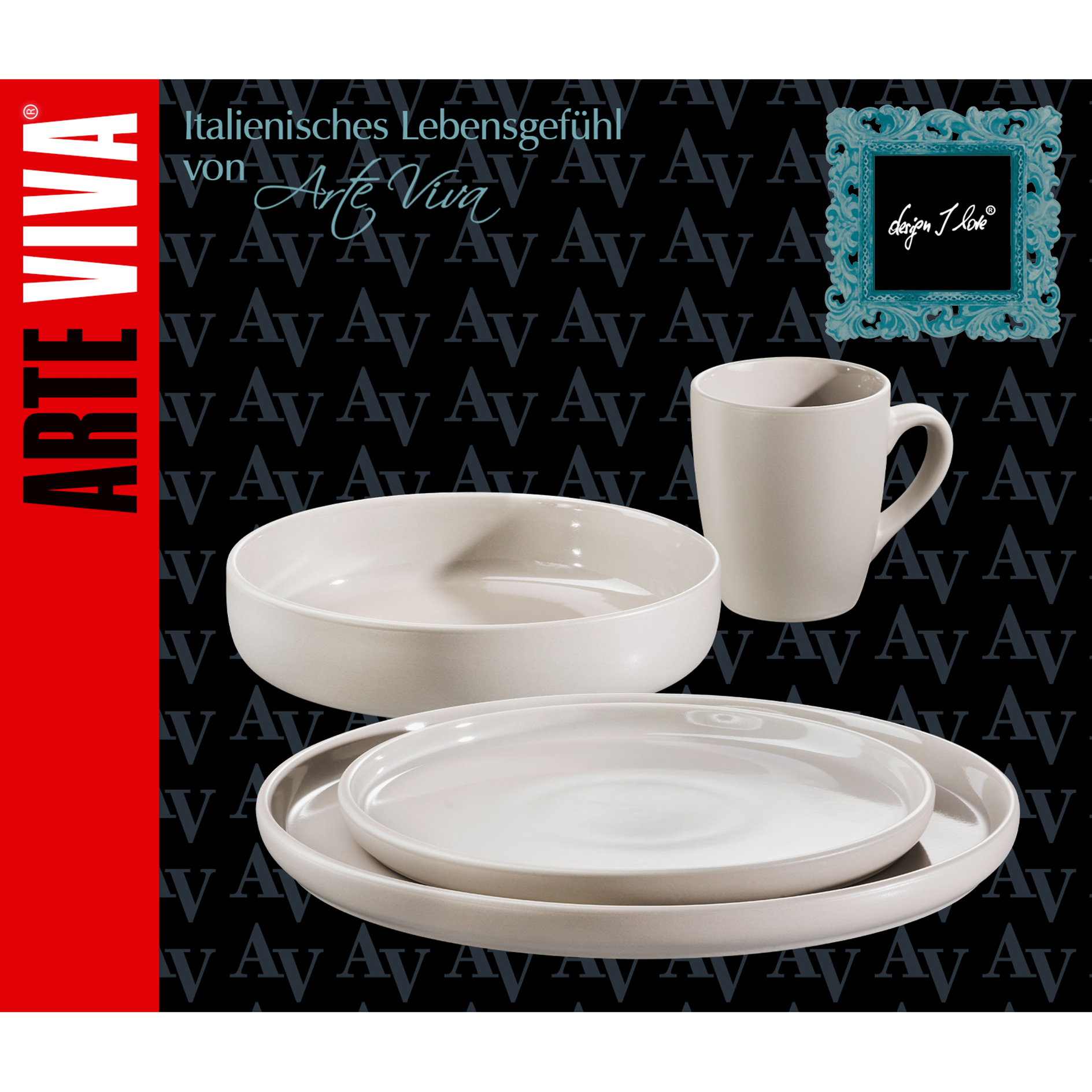 Tee-und-Speiseset - creme - Steinzeug - 16-teilig