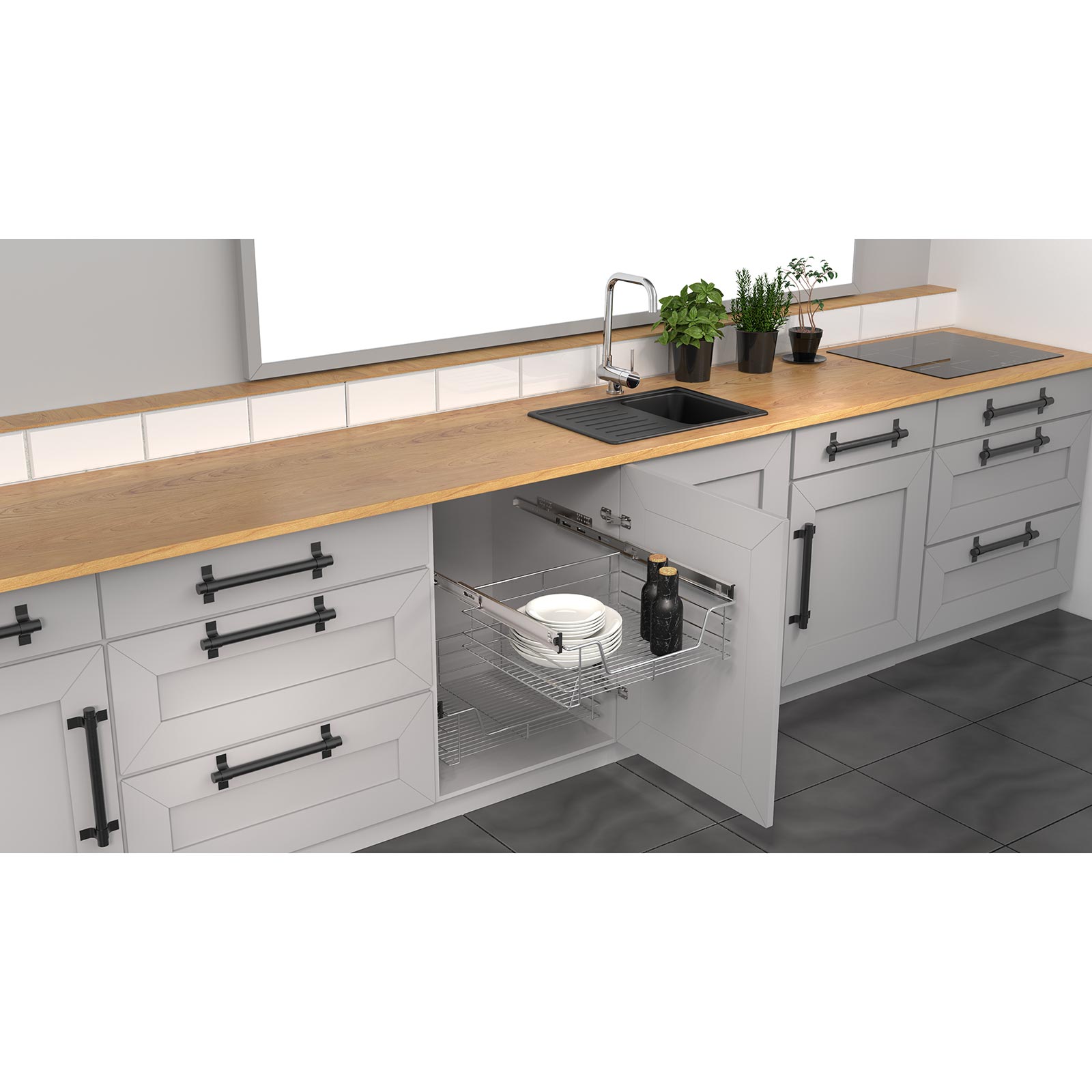 Teleskop-Schublade - für 60 cm breite Schränke