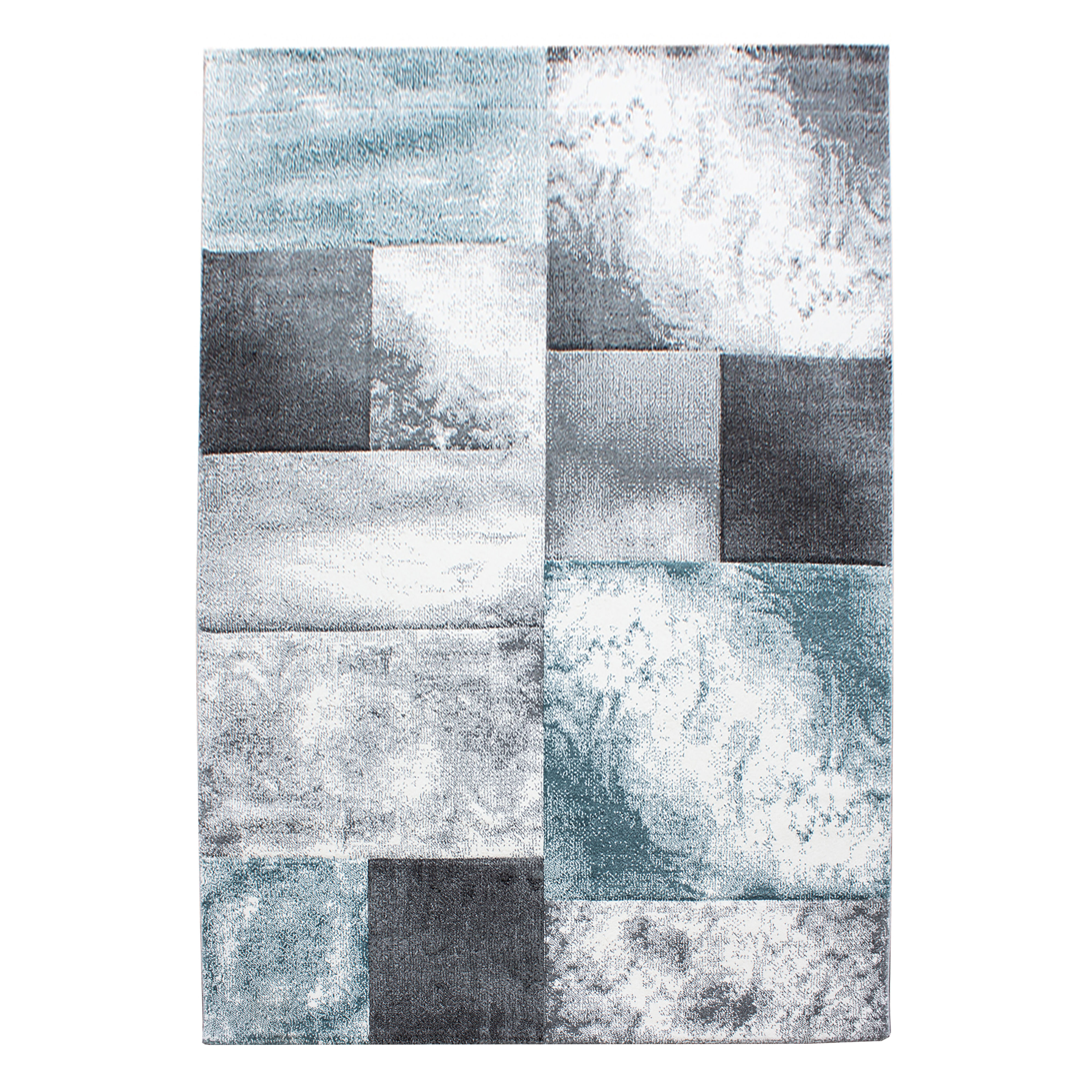 Teppich - blau-grau - 3D-Design - Konturenschnitt - 80x150 cm