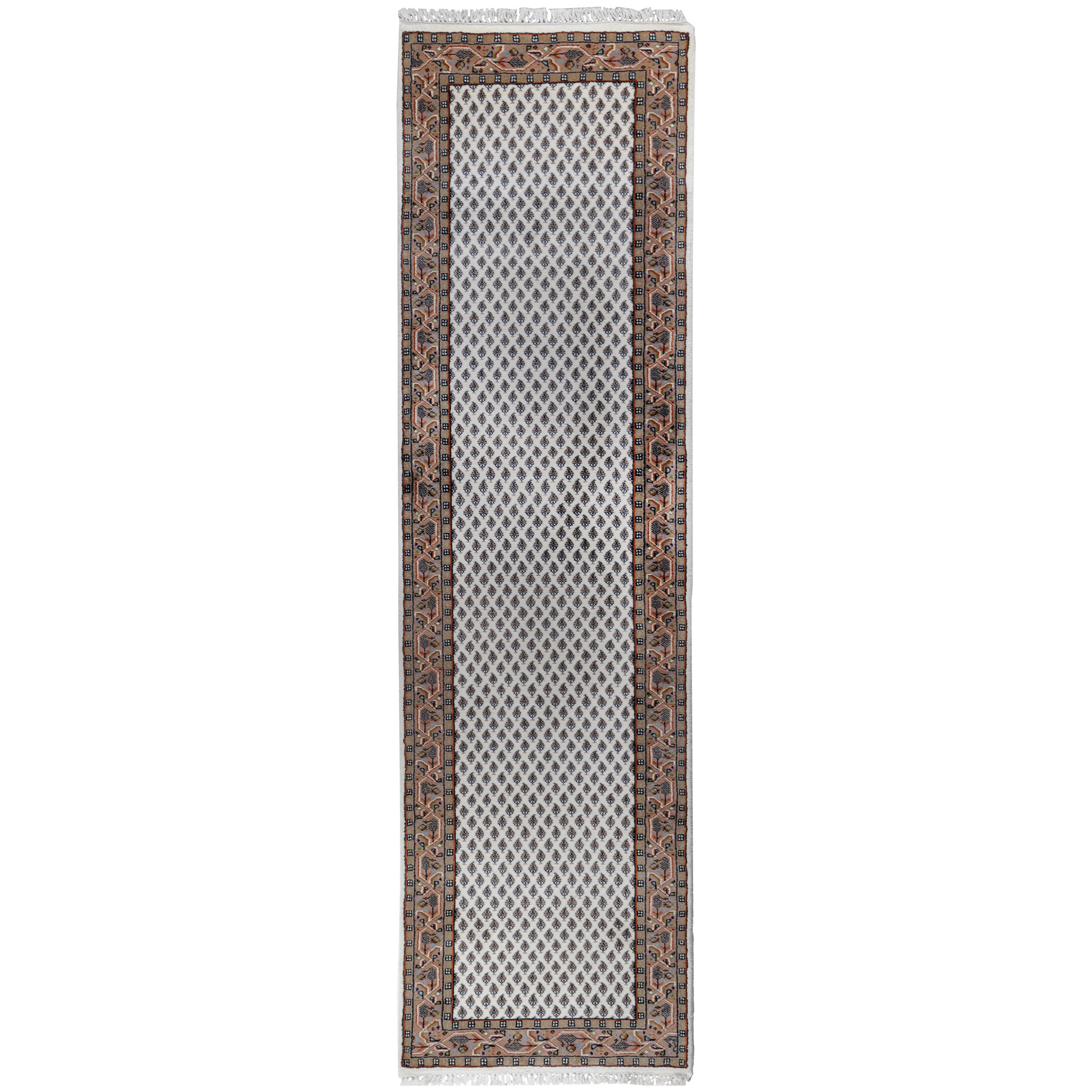 Teppich CHANDI - creme-braun - Schurwolle - 80x200 cm