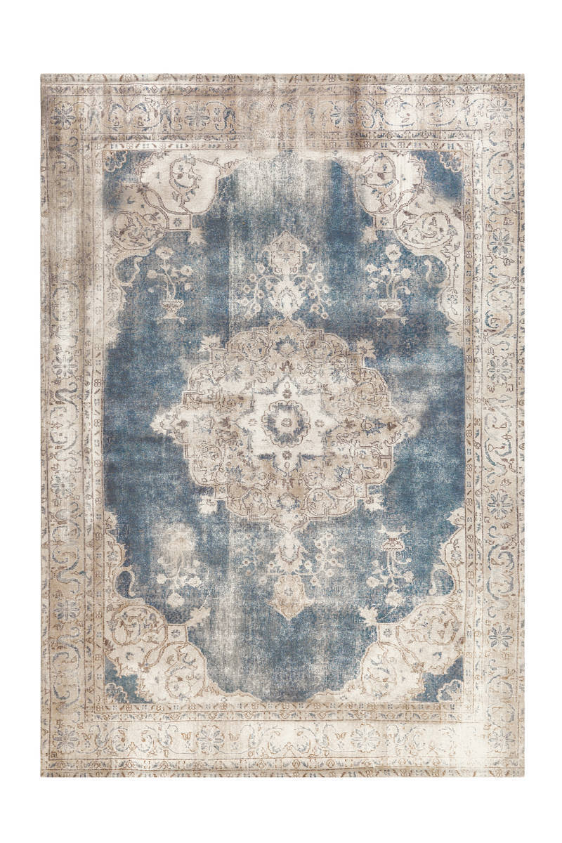 Teppich - creme-blau - Vintage-Look - 140x200 cm