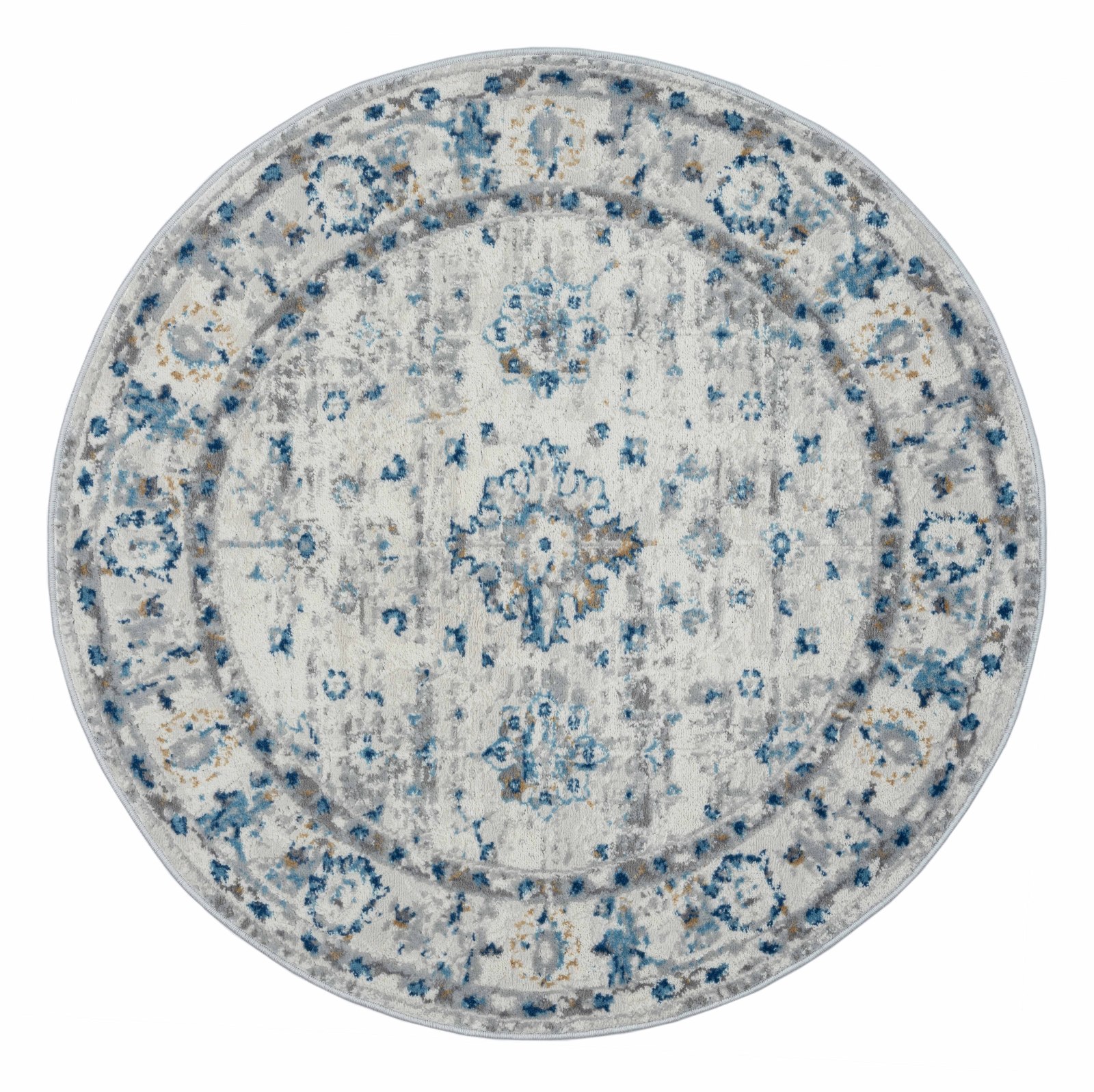 Teppich MY HERIZ 3 - beige-blau-grau - Ø 120 cm