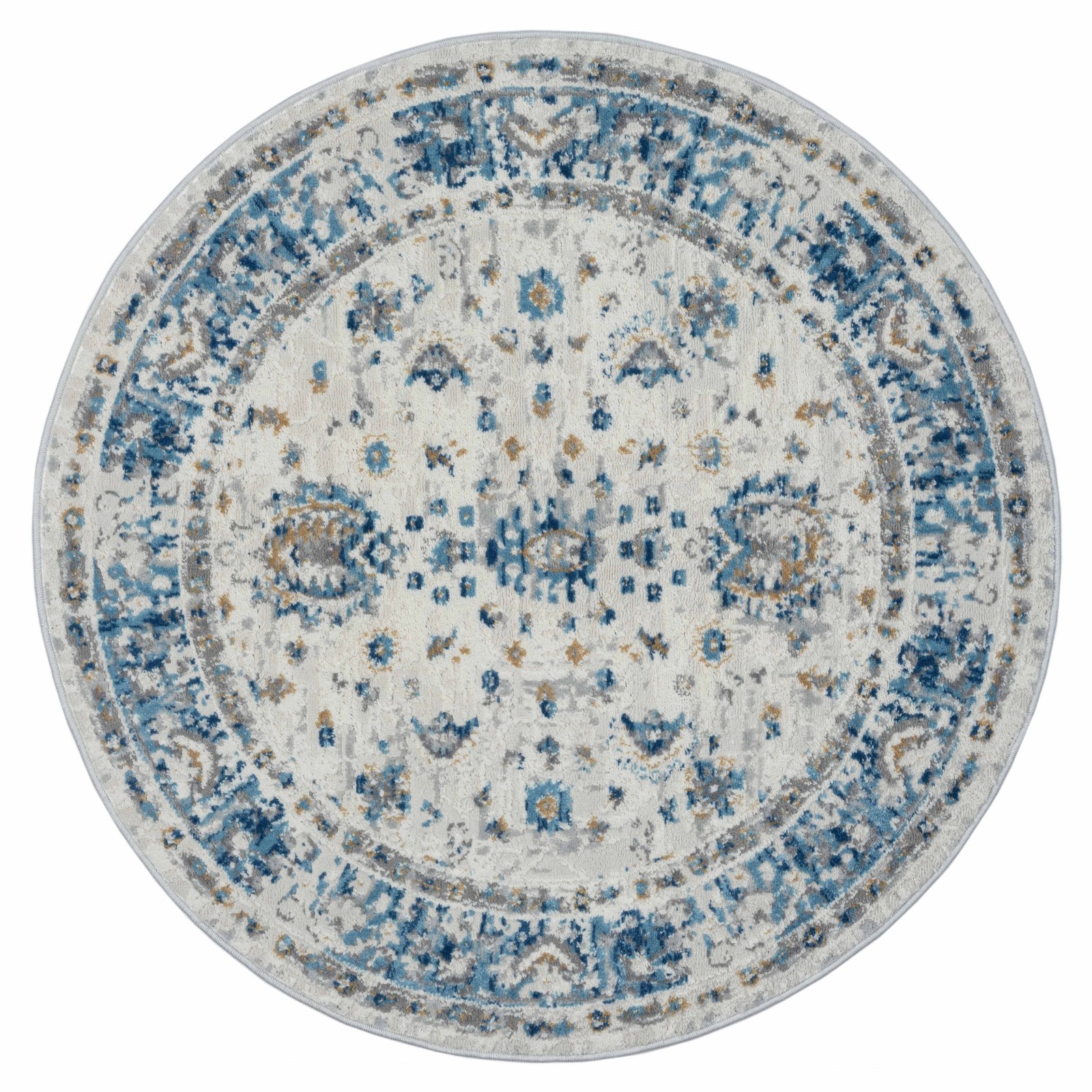 Teppich MY HERIZ - beige-blau-grau - Ø 120 cm