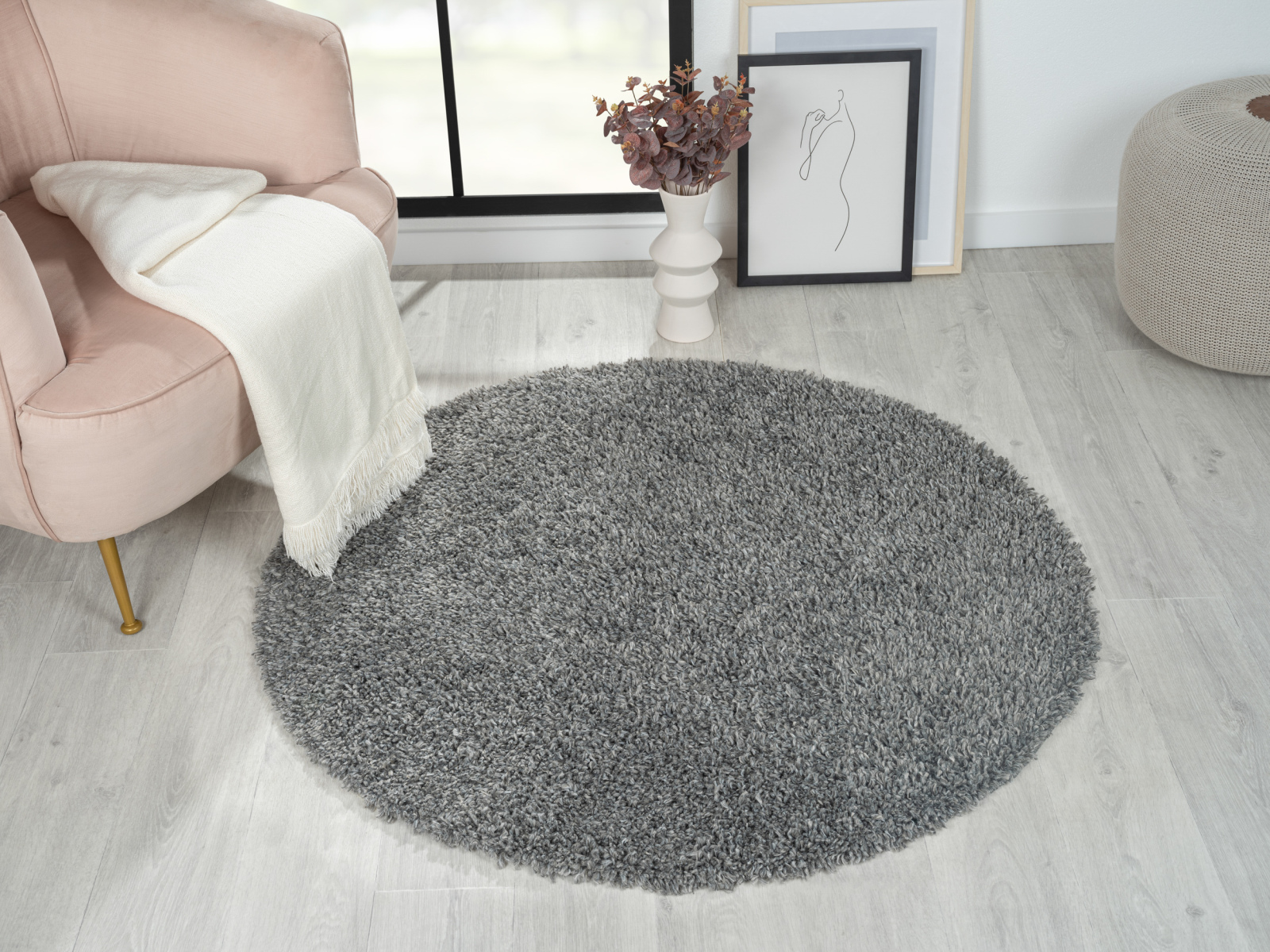 Teppich MY SHAGGY - grau - Ø 100 cm
