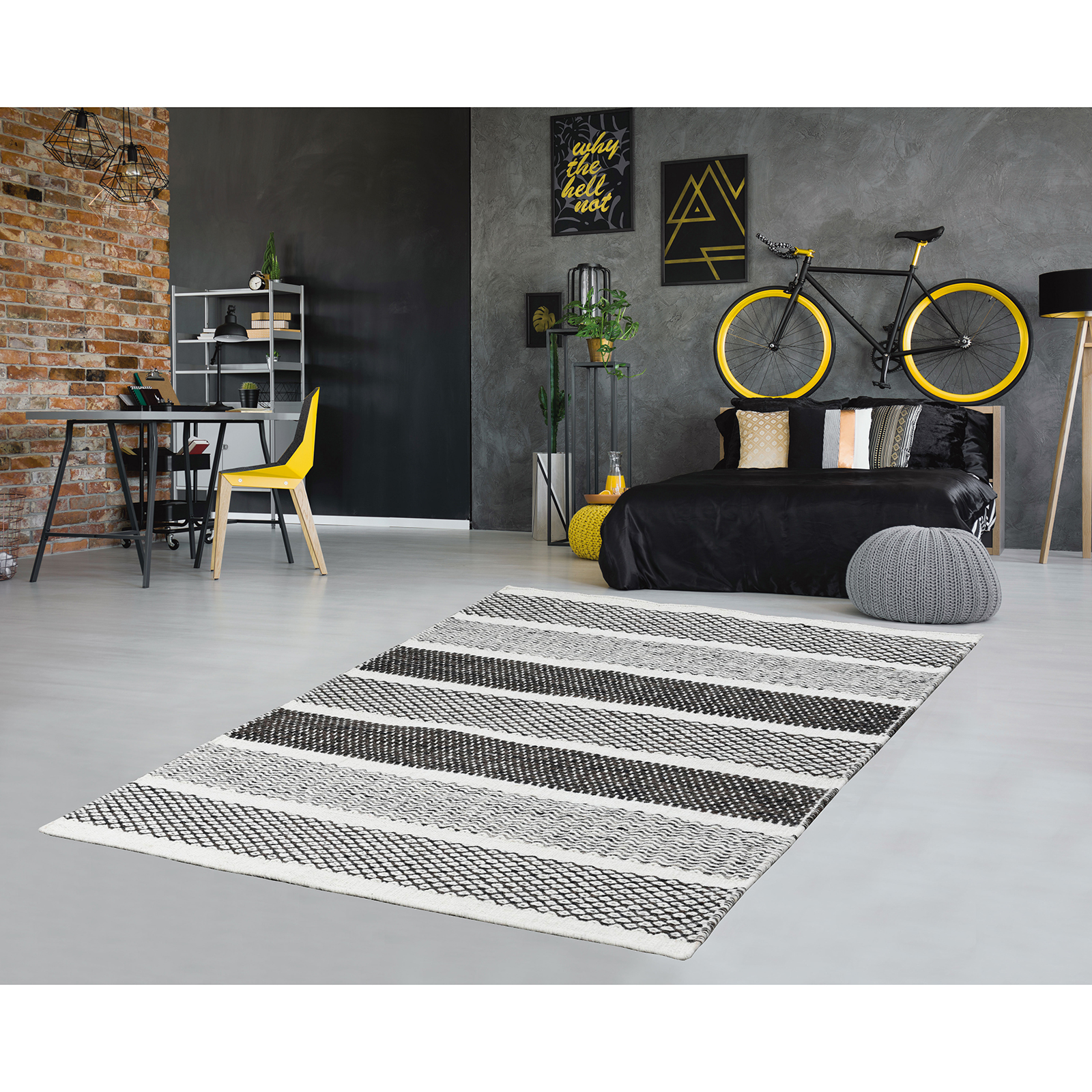 Teppich - natural grey - handgewebt - 55x80 cm