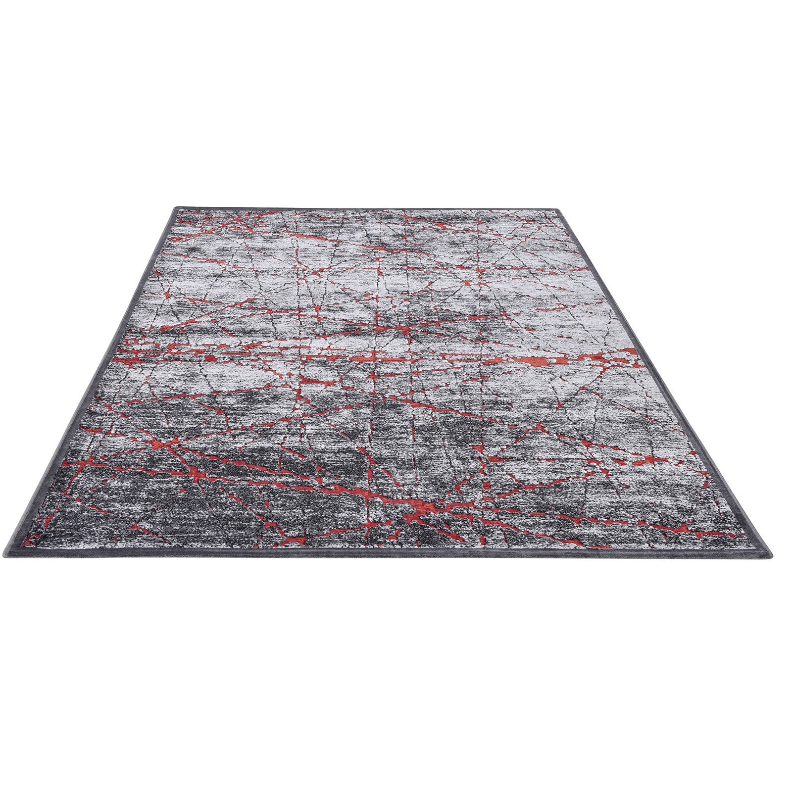 Teppich ORELIA - grau-rot - 40x70 cm