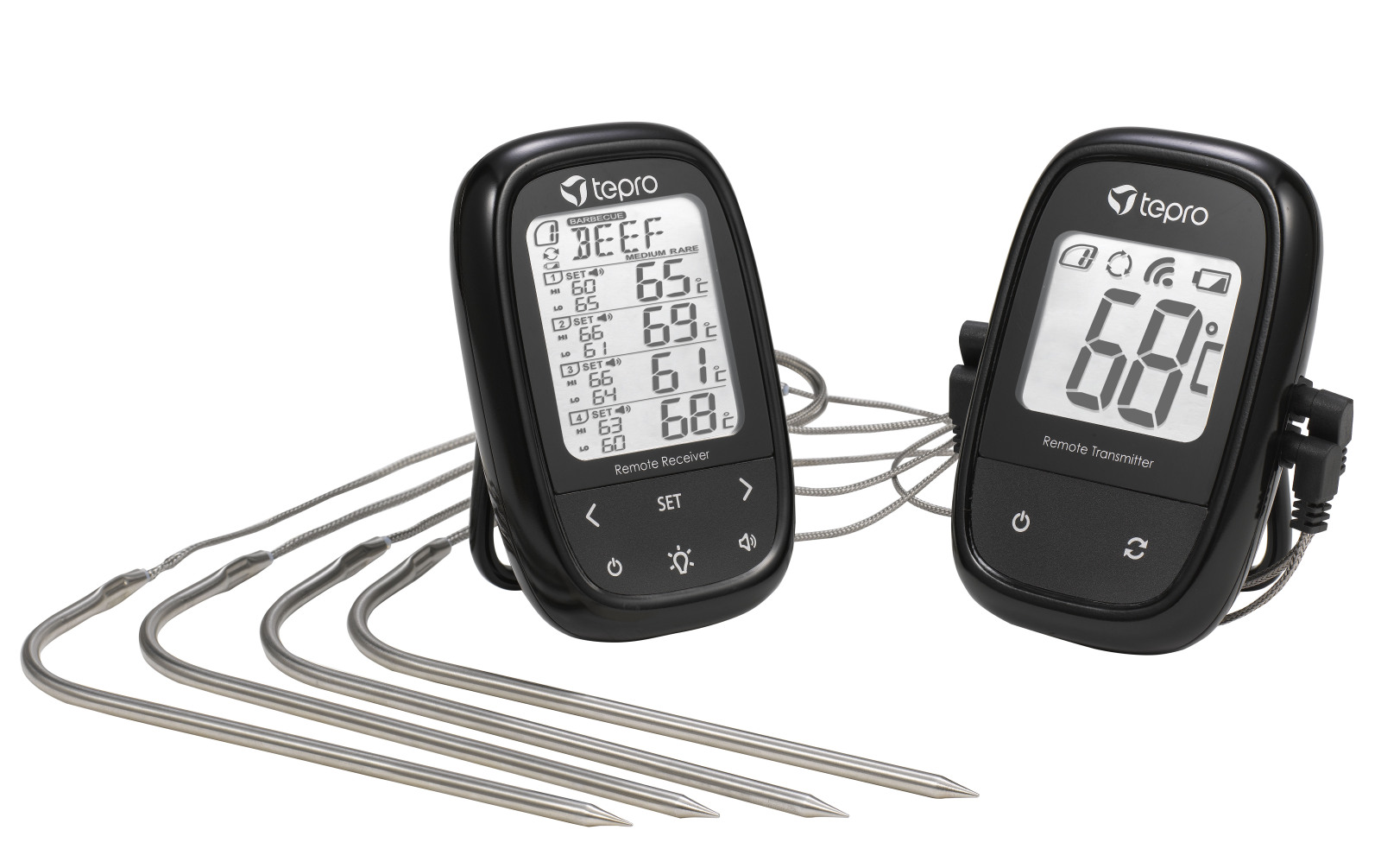 TEPRO Funk-Grillthermometer-Set - schwarz - Alarmfunktion