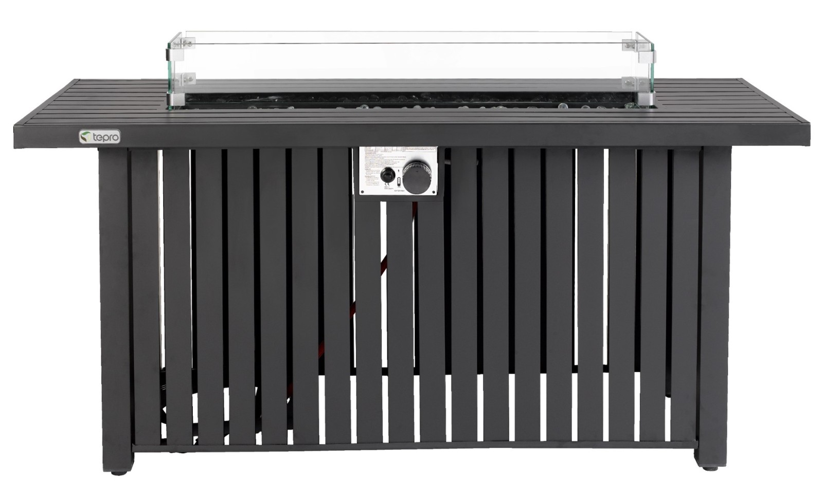 TEPRO Gasfeuerstelle TOPEKA - anthrazit - Glasumrandung - 136 cm