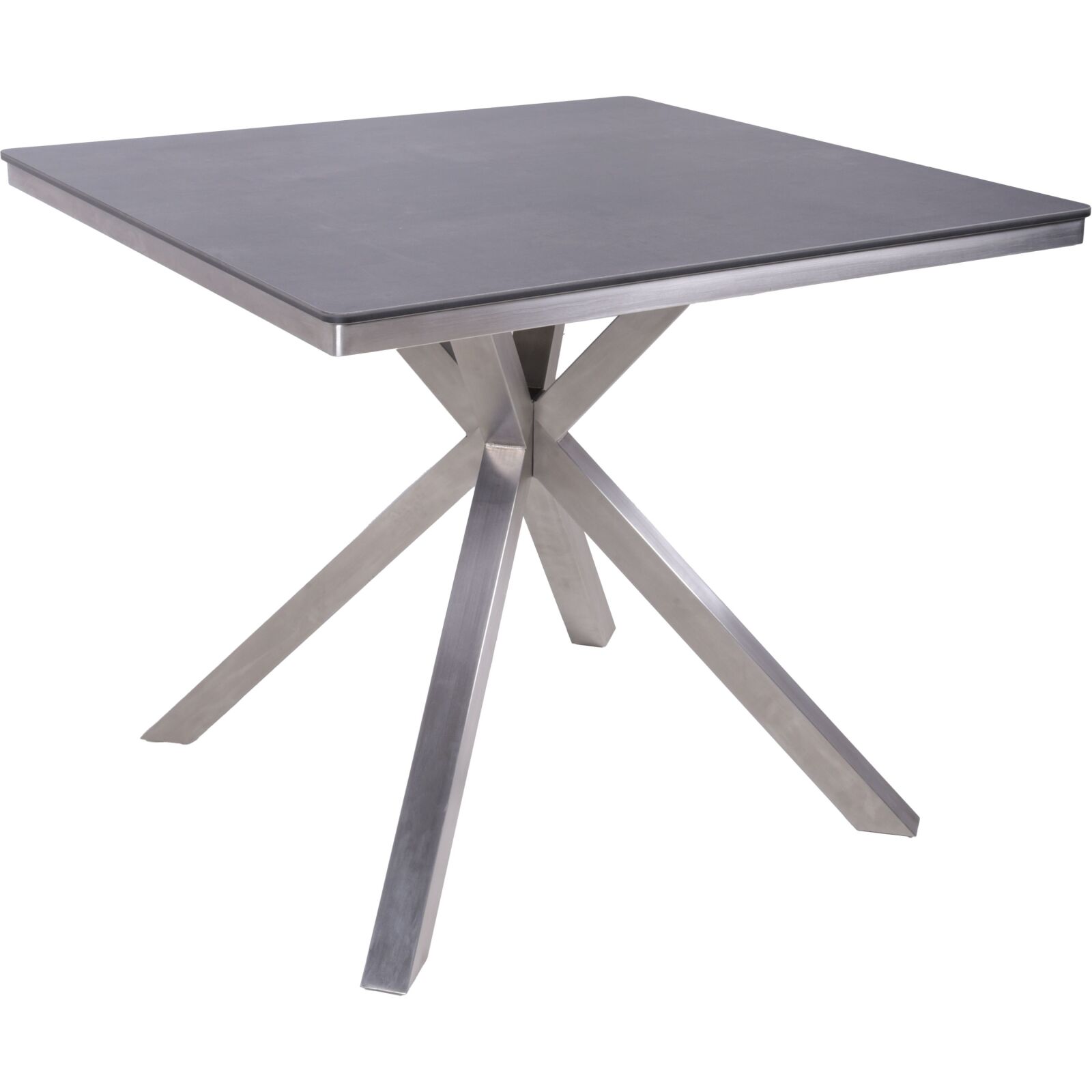 Tisch MODENA - dunkelbraun-silber - Edelstahl - 90x90 cm