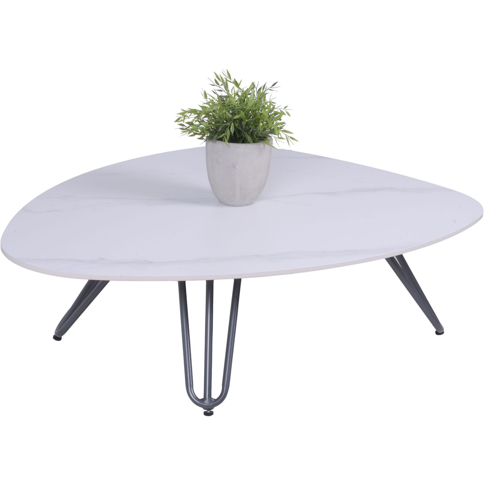 Tisch SILENA - weiß marmoriert-grau - gesinterter Stein - 110 cm