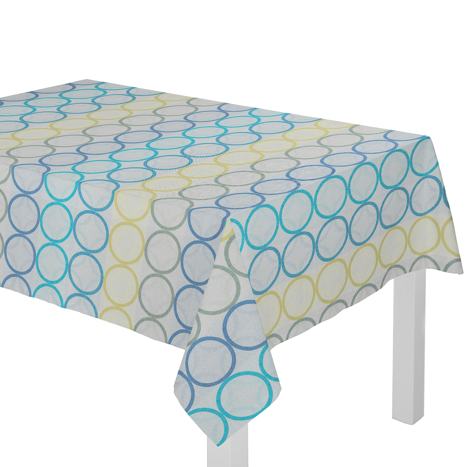 Tischdecke mit Kuvertsaum ZIRBELLO - blau-grün - 130x220 cm