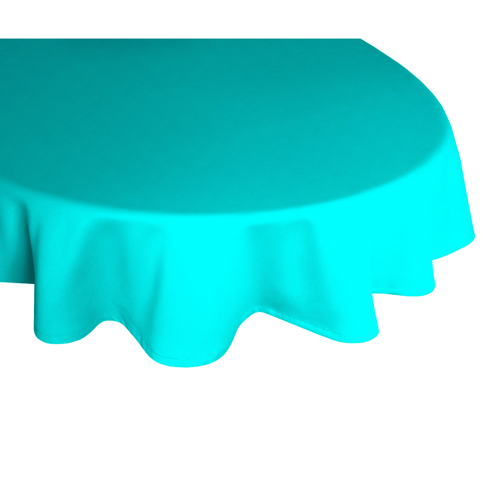 Tischdecke WIRTHNATUR - türkis - oval - mit U-Saum