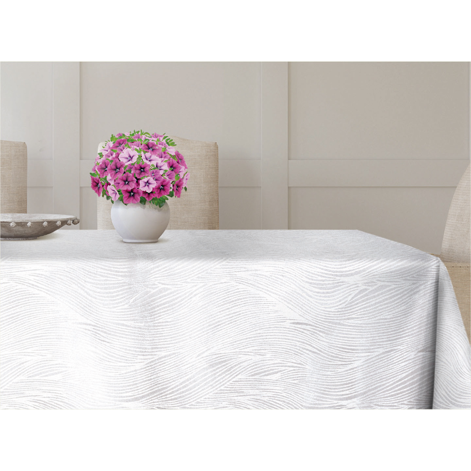 Tischdecke - wollweiß - Jacquard - 140x220 cm