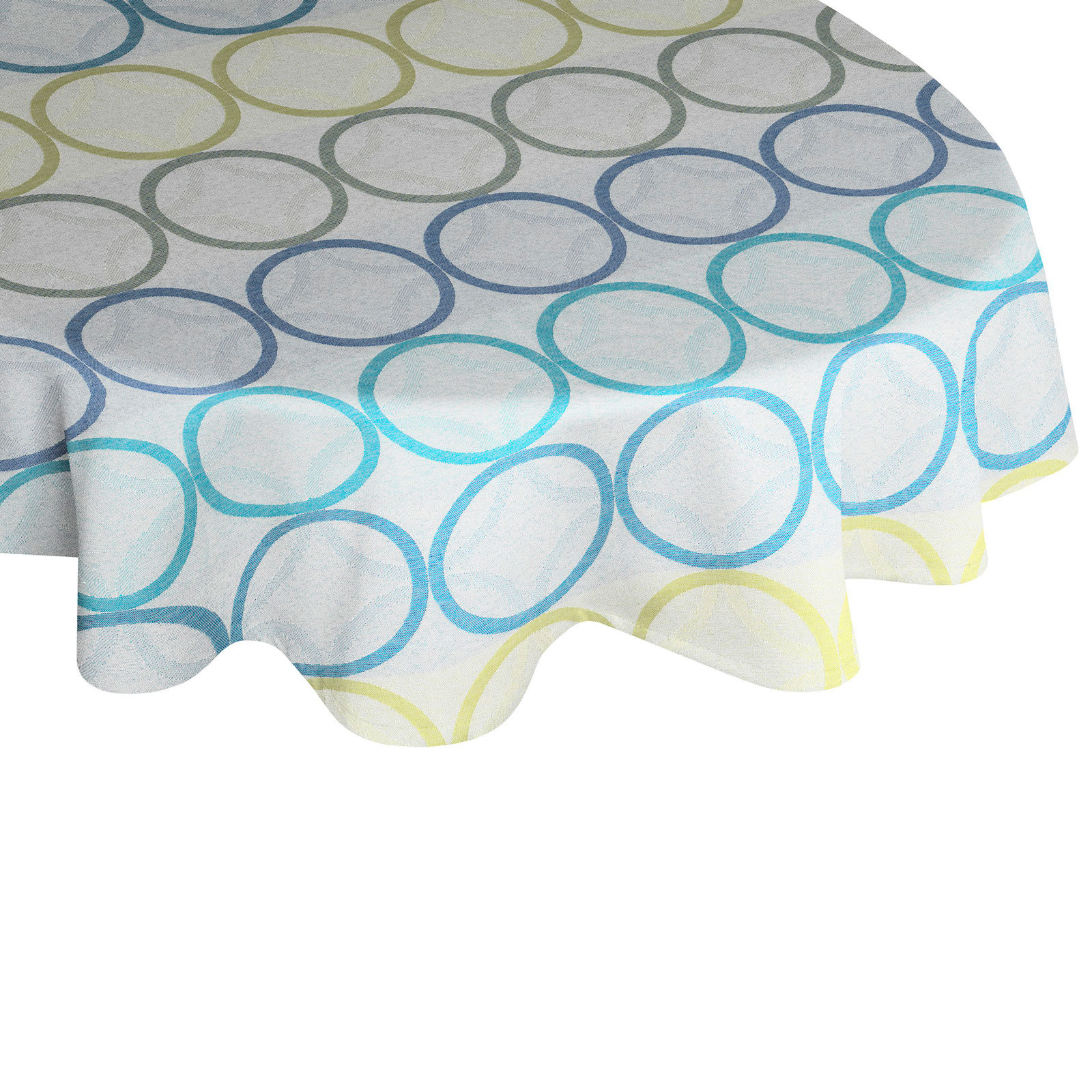 Tischdecke ZIRBELLO - blau-grün - oval - 130x190 cm