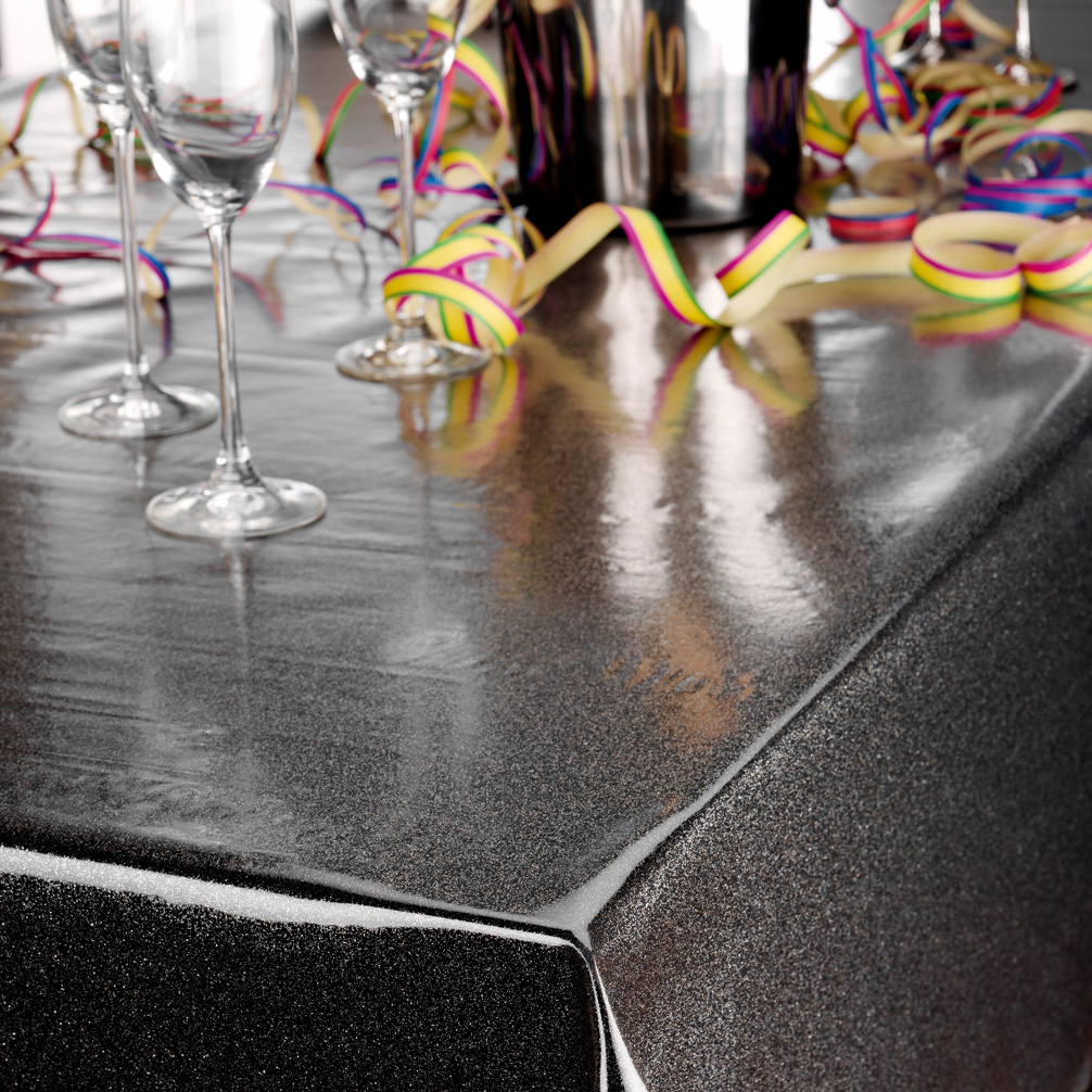 Tischfolie - silber - mit Glitzer-Effekt - 140 cm