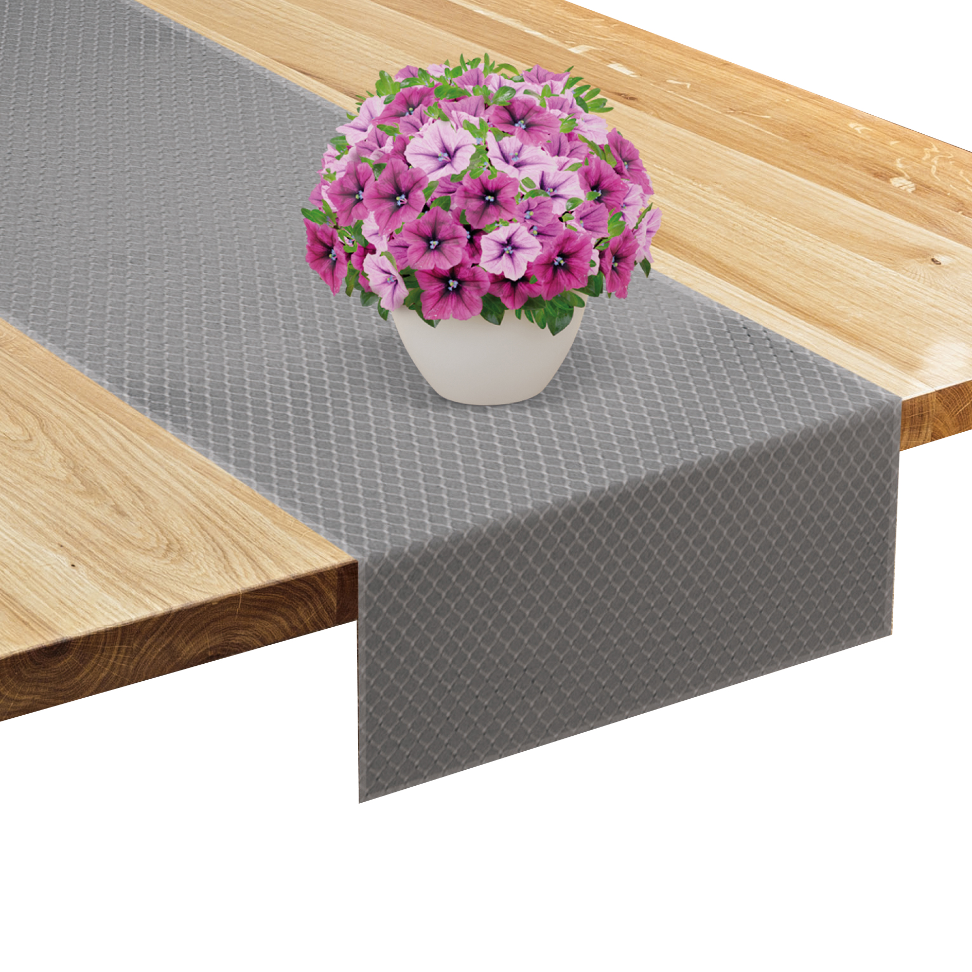 Tischläufer - silber - Jacquard - 40x140 cm