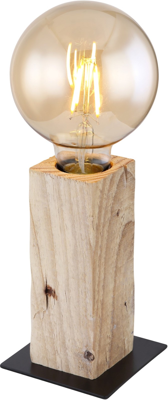 Tischlampe - schwarz-dunkelbraun - Holz-Metall - 15 cm