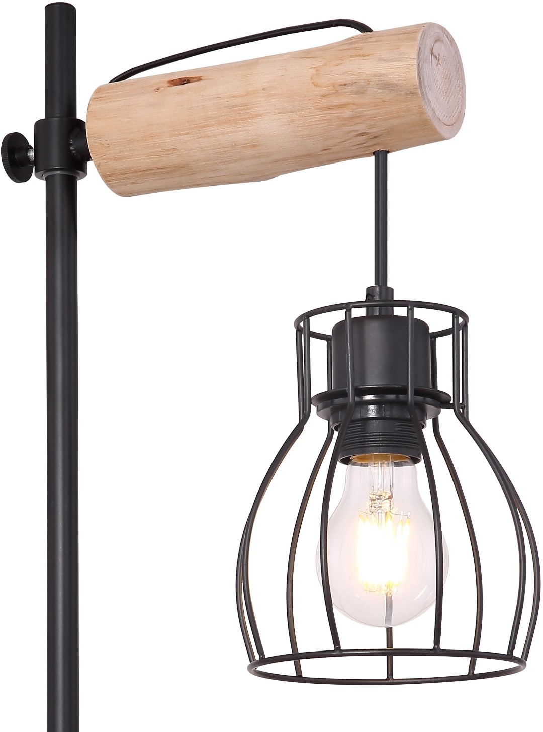 Tischlampe - schwarz-natur - Metall-Holz - 55 cm hoch