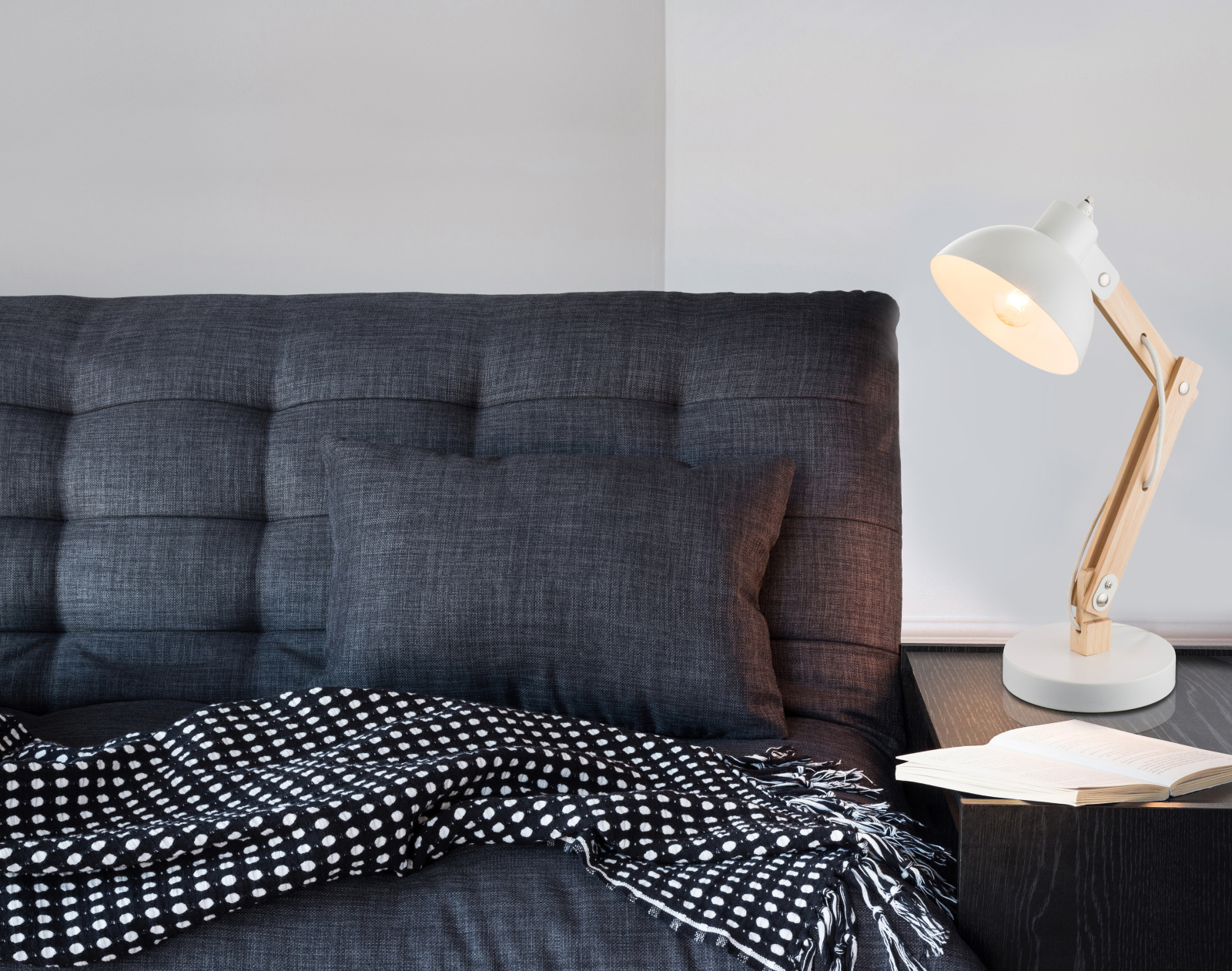 Tischlampe - weiß-beige - Holz