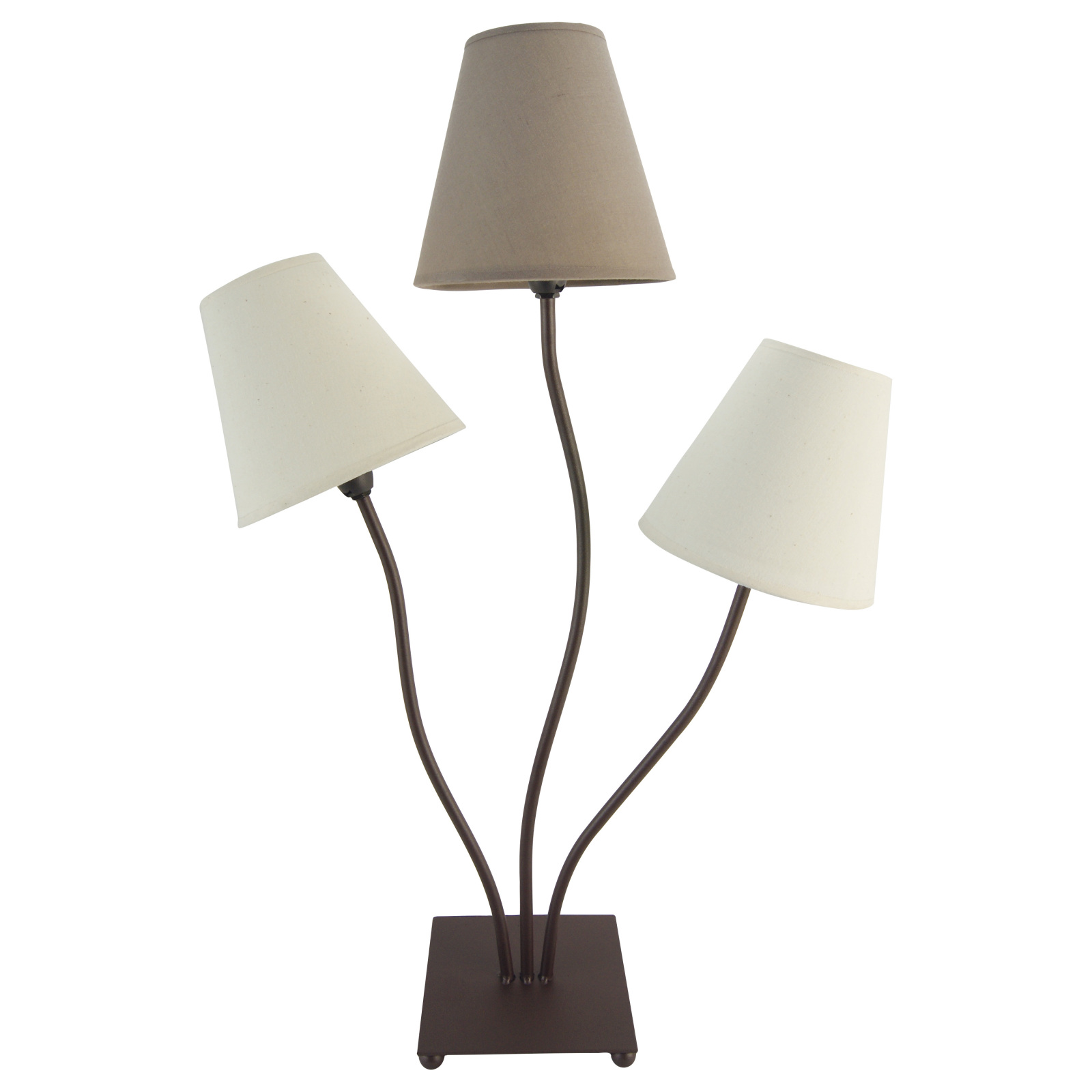 Tischleuchte - beige-braun - 3 Schirme