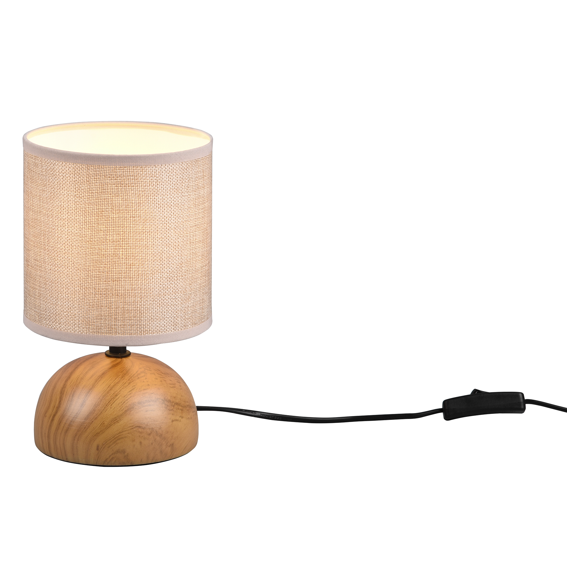 Tischleuchte - beige - holzfarben - Keramikfuß