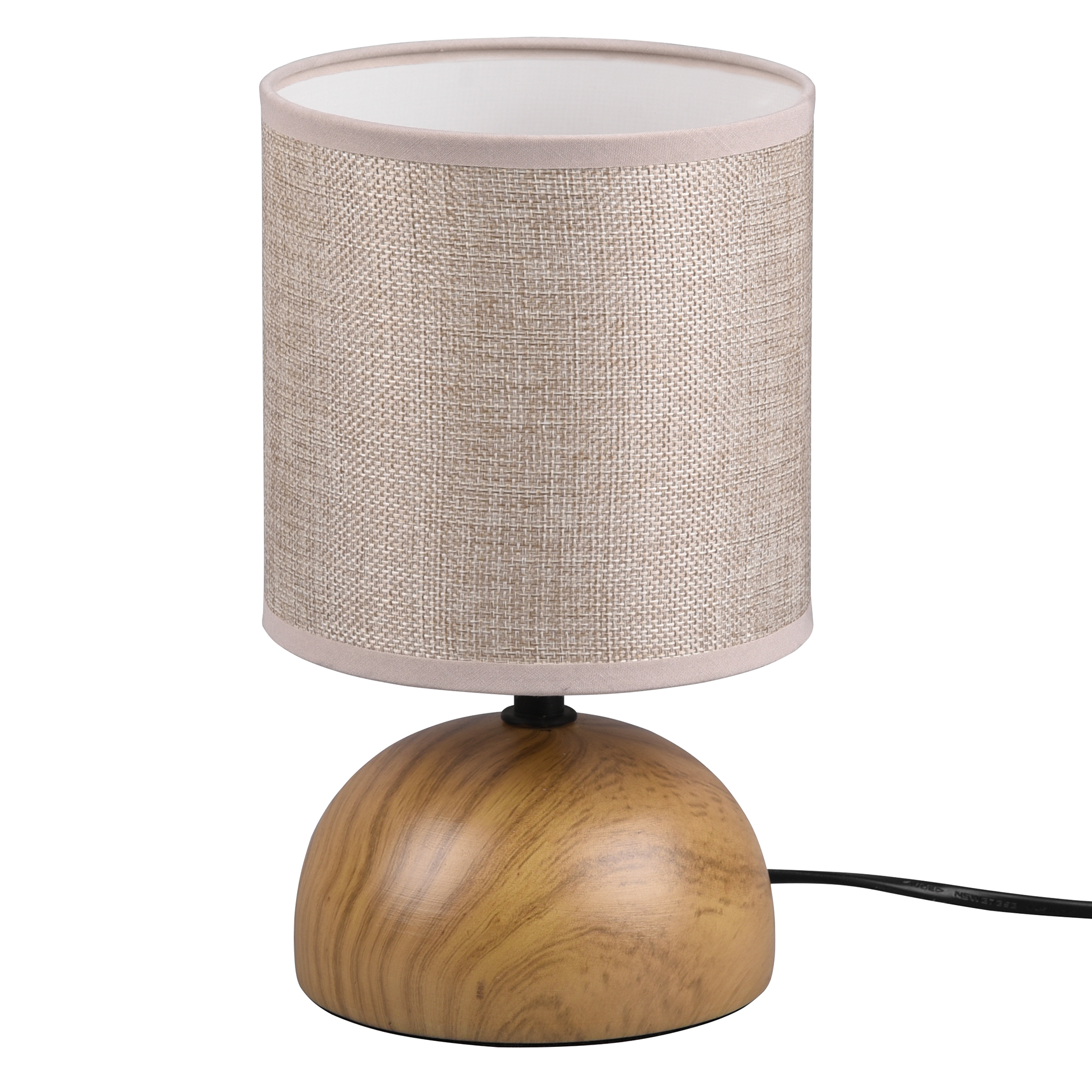 Tischleuchte - beige - holzfarben - Keramikfuß