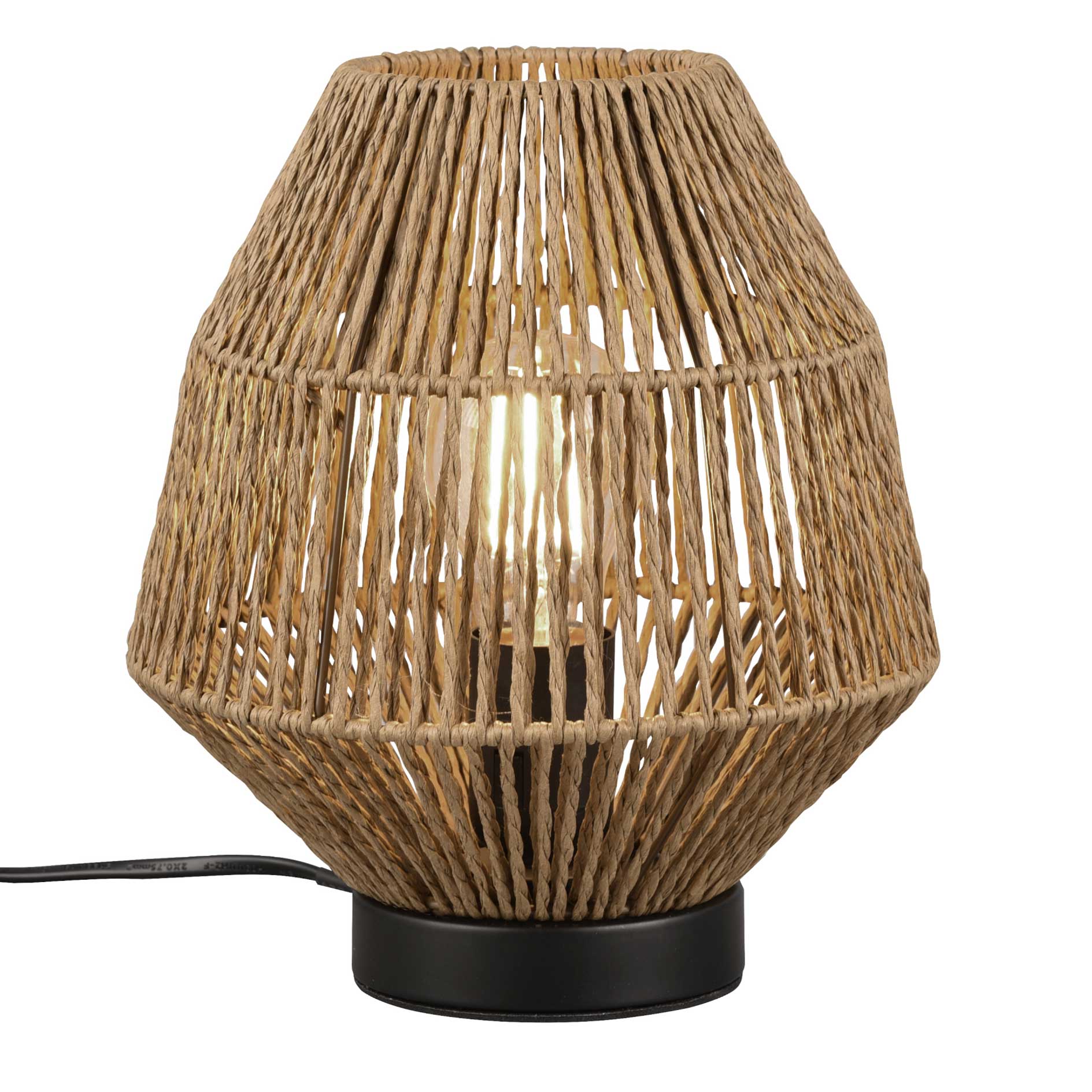 Tischleuchte - braun - Rattan-Optik