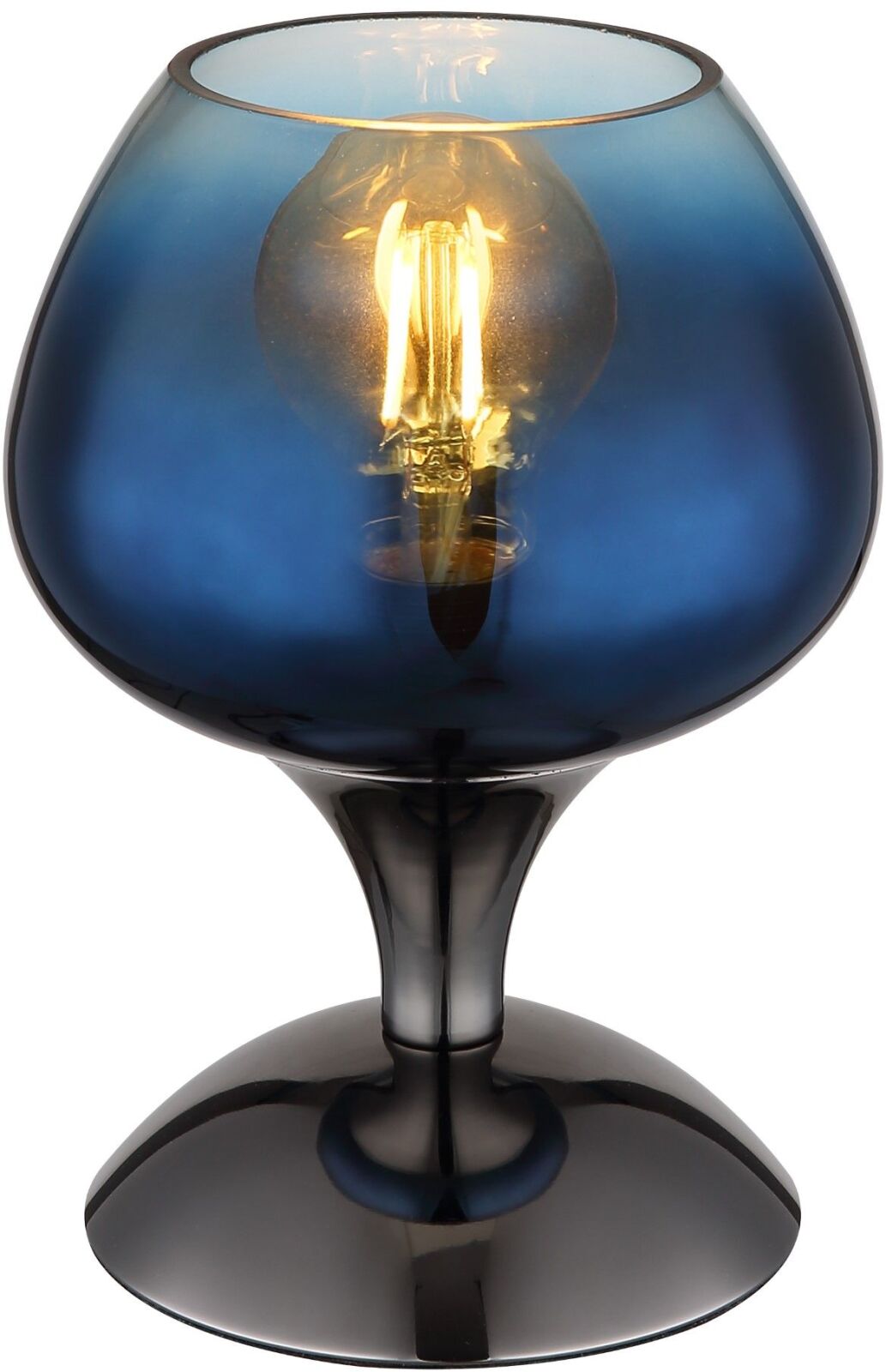 Tischleuchte MAXY - schwarz-chrom - blau - 20,5 cm