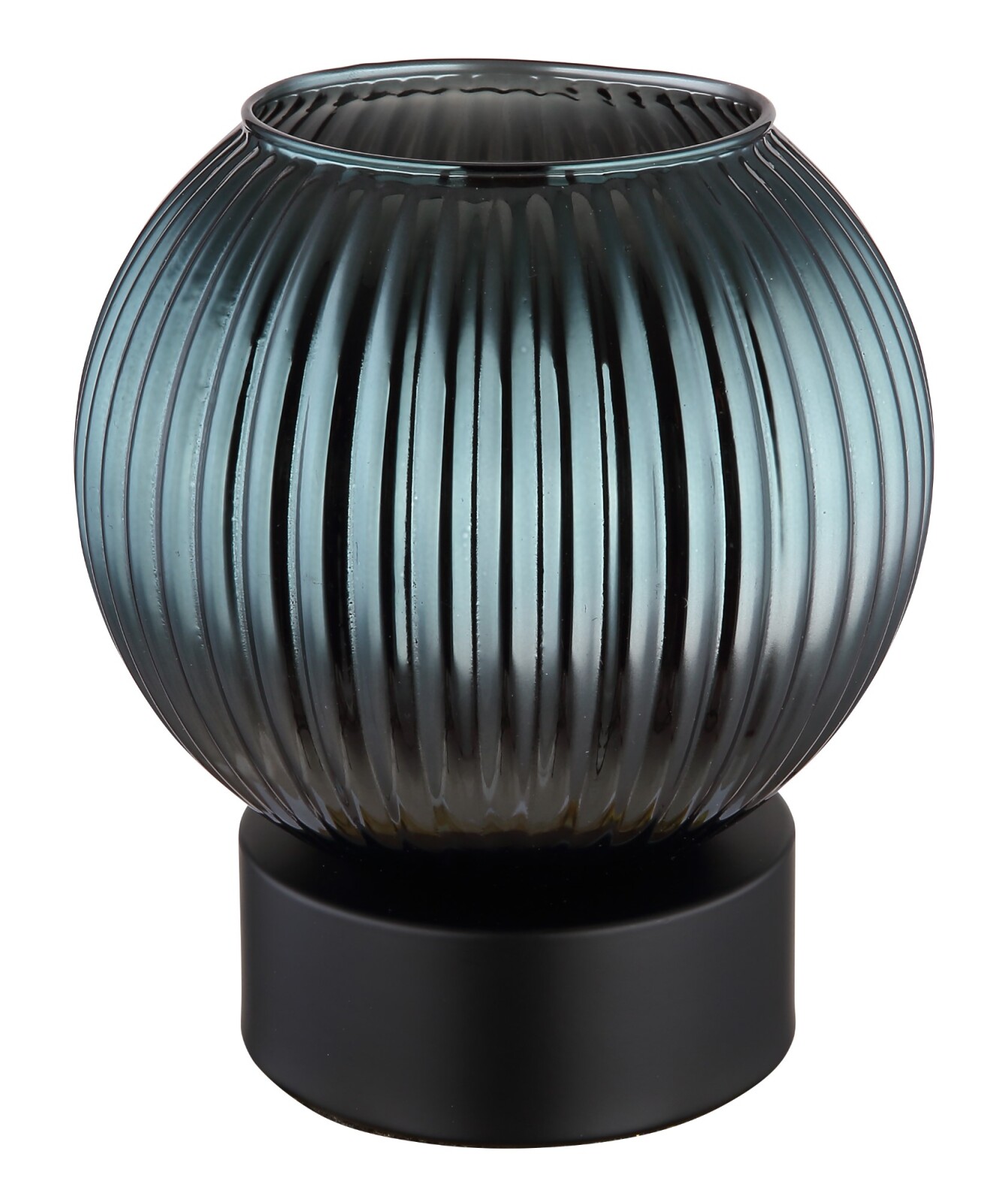 Tischleuchte - petrol-schwarz - Glas - 17 cm