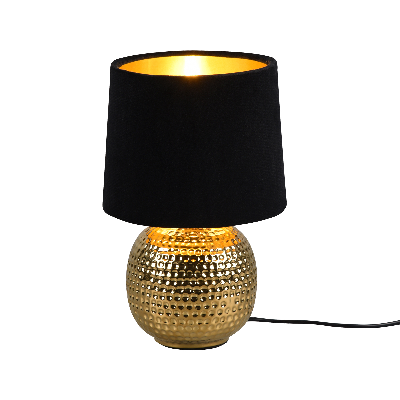 Tischleuchte - schwarz-gold - Keramik - 26 cm hoch