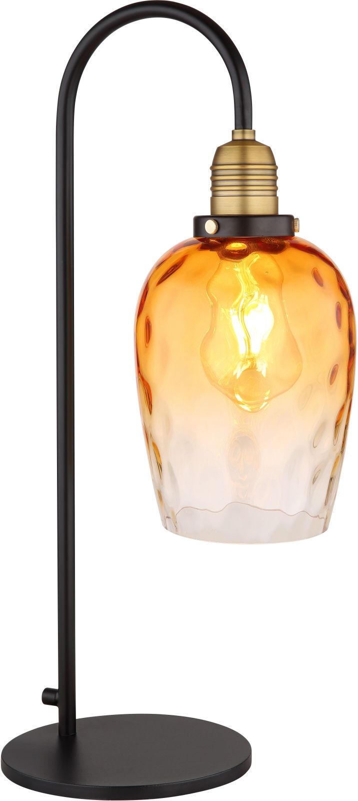 Tischleuchte - schwarz matt - amber - Glas