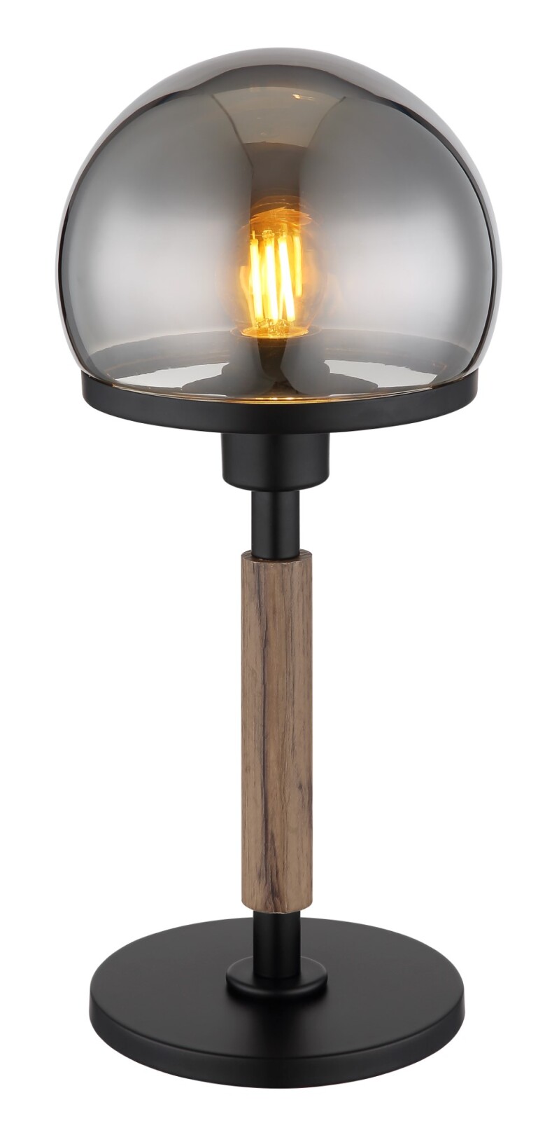 Tischleuchte - schwarz matt - Holzoptik - 40 cm