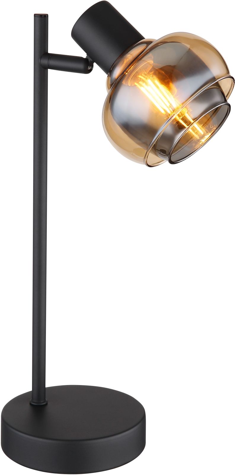 Tischleuchte - schwarz matt - rauchfarben - 35 cm hoch