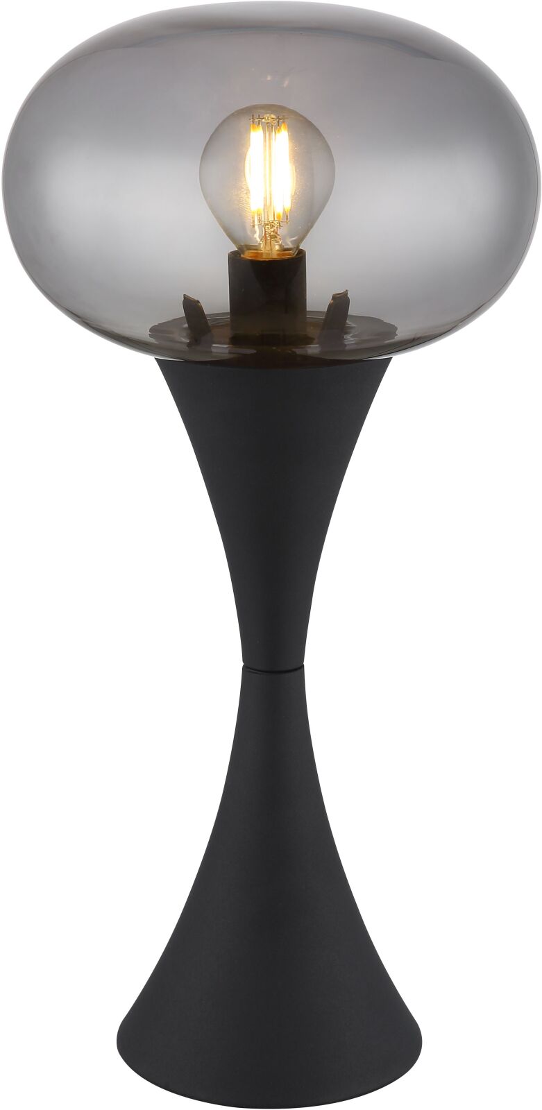 Tischleuchte - schwarz matt - rauchfarben - Glas