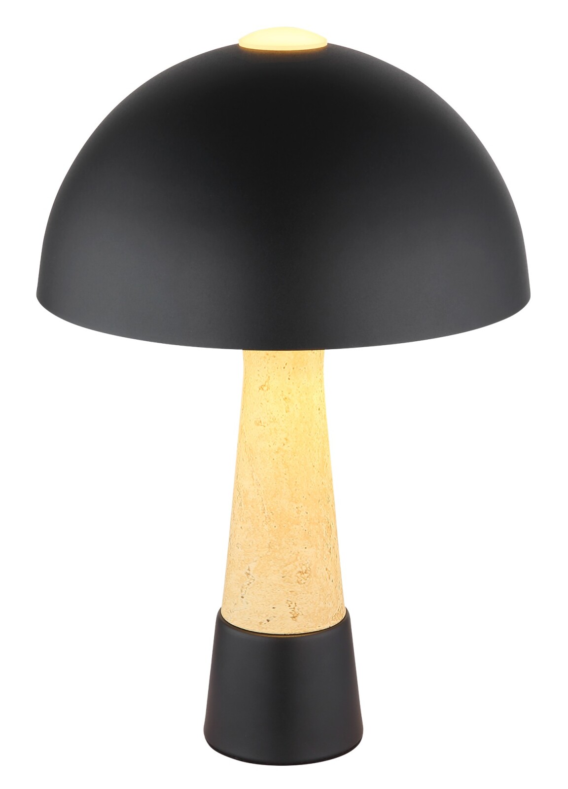 Tischleuchte - schwarz matt - Tavertine-Optik - 36,5 cm hoch