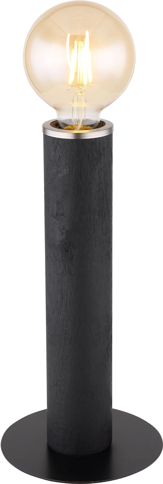 Tischleuchte - schwarz matt - verbranntes Holz - 30,5 cm
