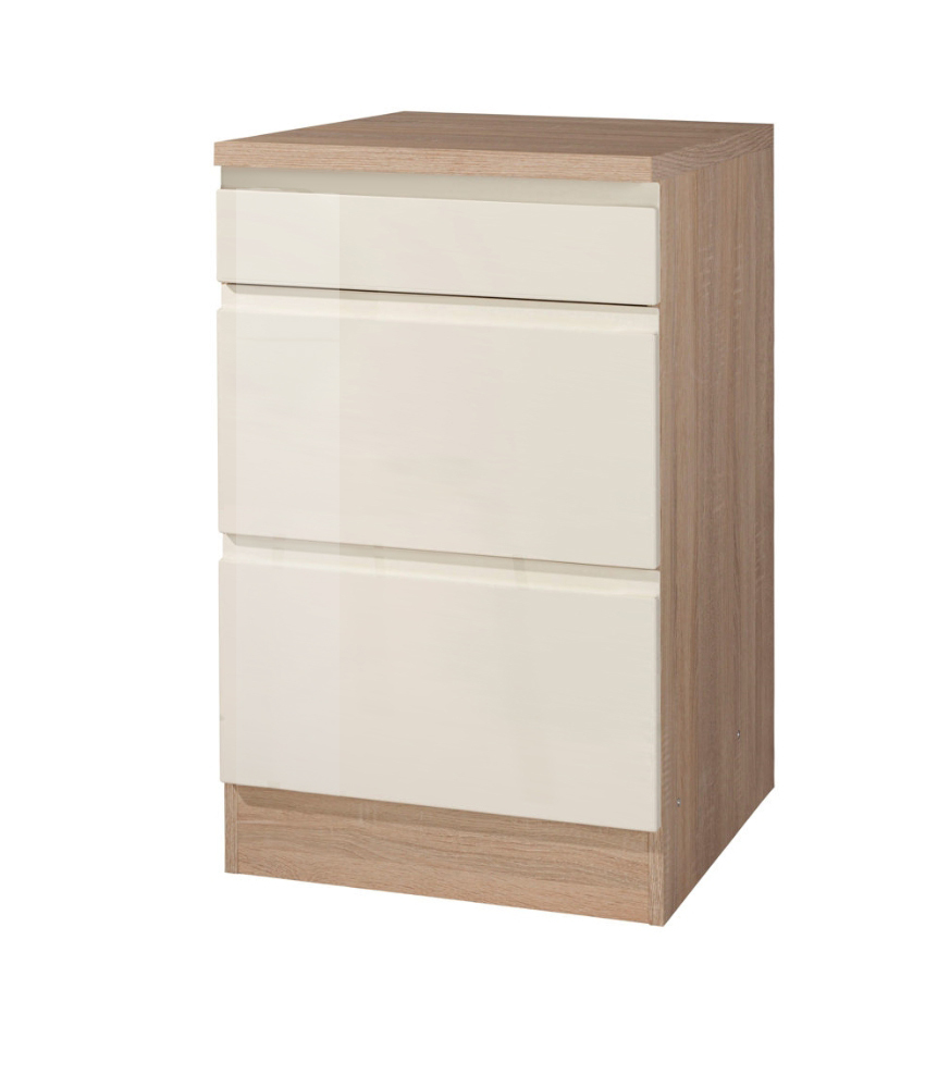 Topfschrank WIEN - creme Hochglanz - Sonoma Eiche - 50 cm