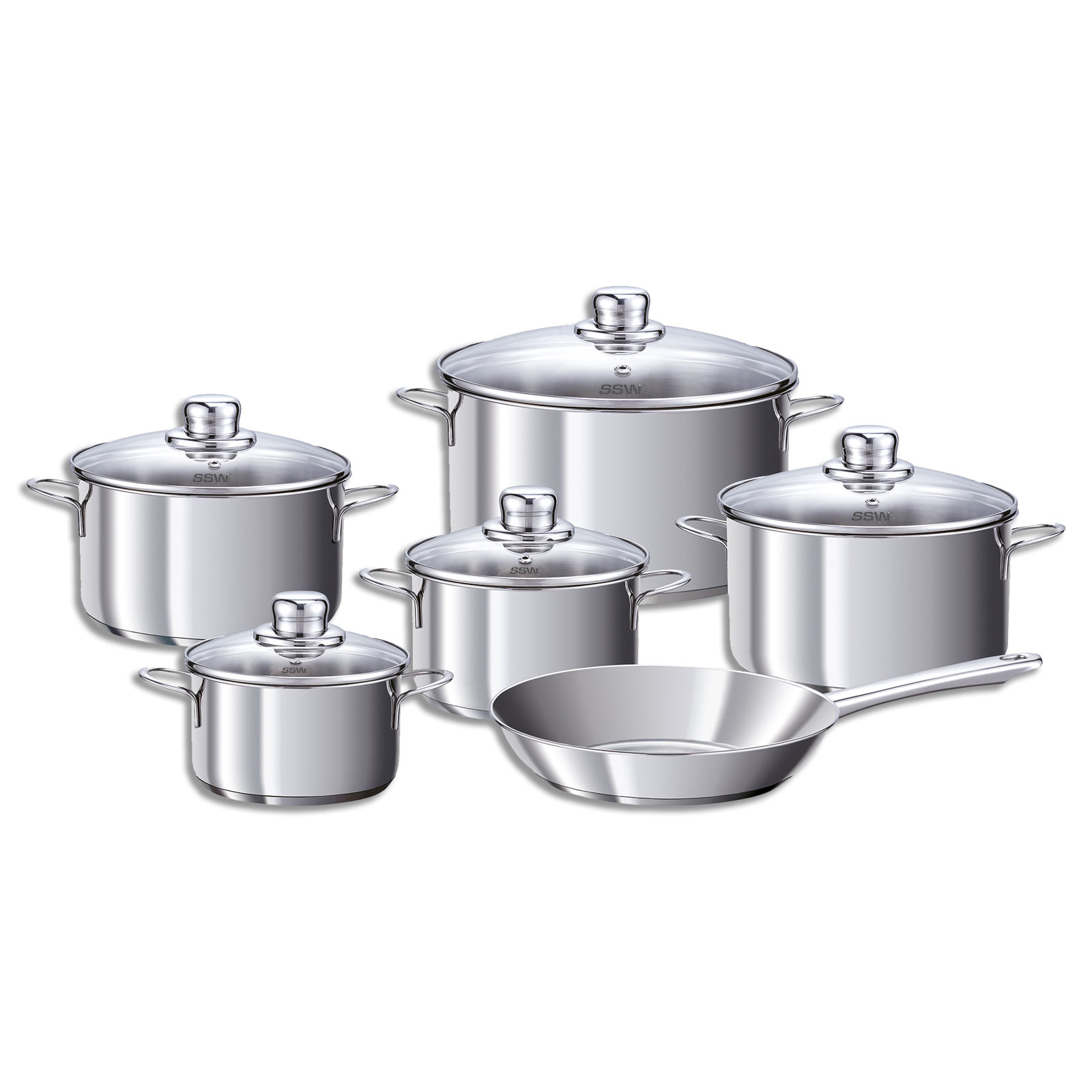 Topfset - Edelstahl - rostfrei - 11-teilig