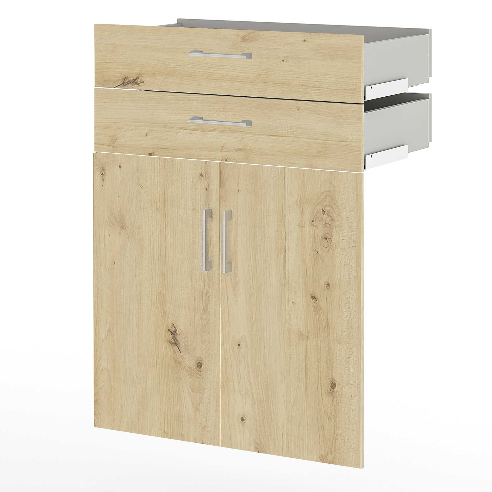 Türen- und Schubkasten-Set - Asteiche - 2 Türen - 2 Schubkästen