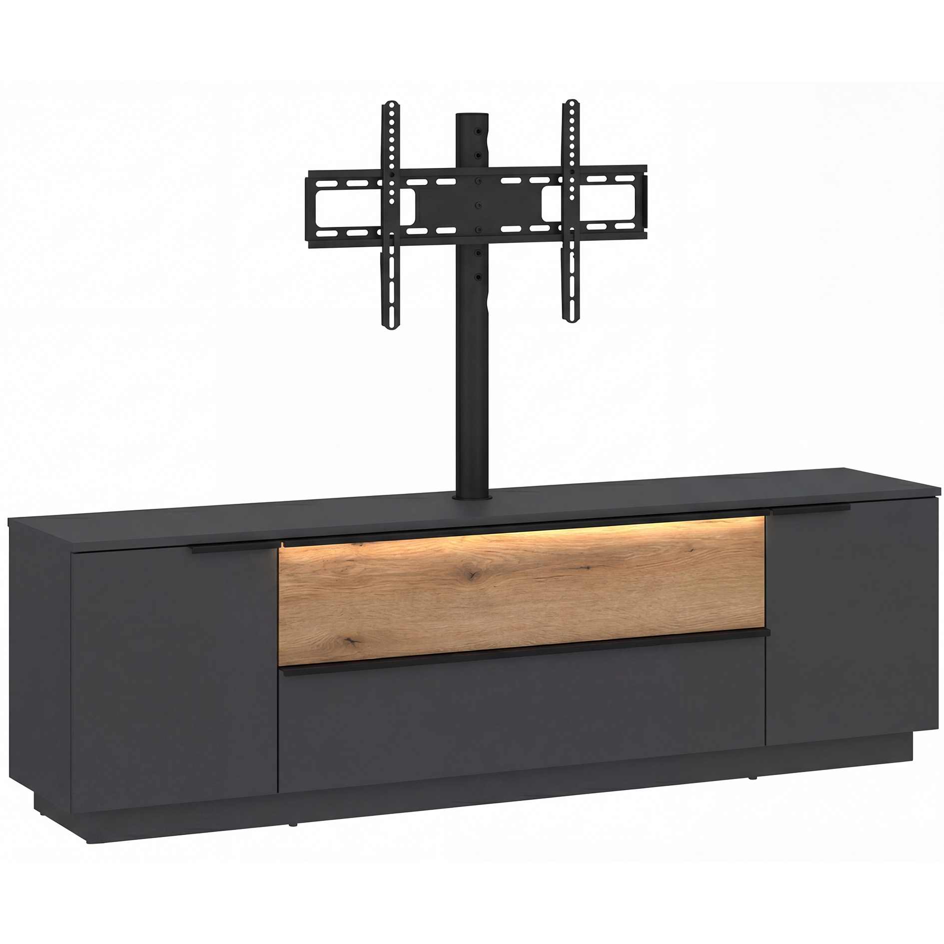 TV-Lowboard - anthrazit - Evoke Eiche - inklusive LED-Griff