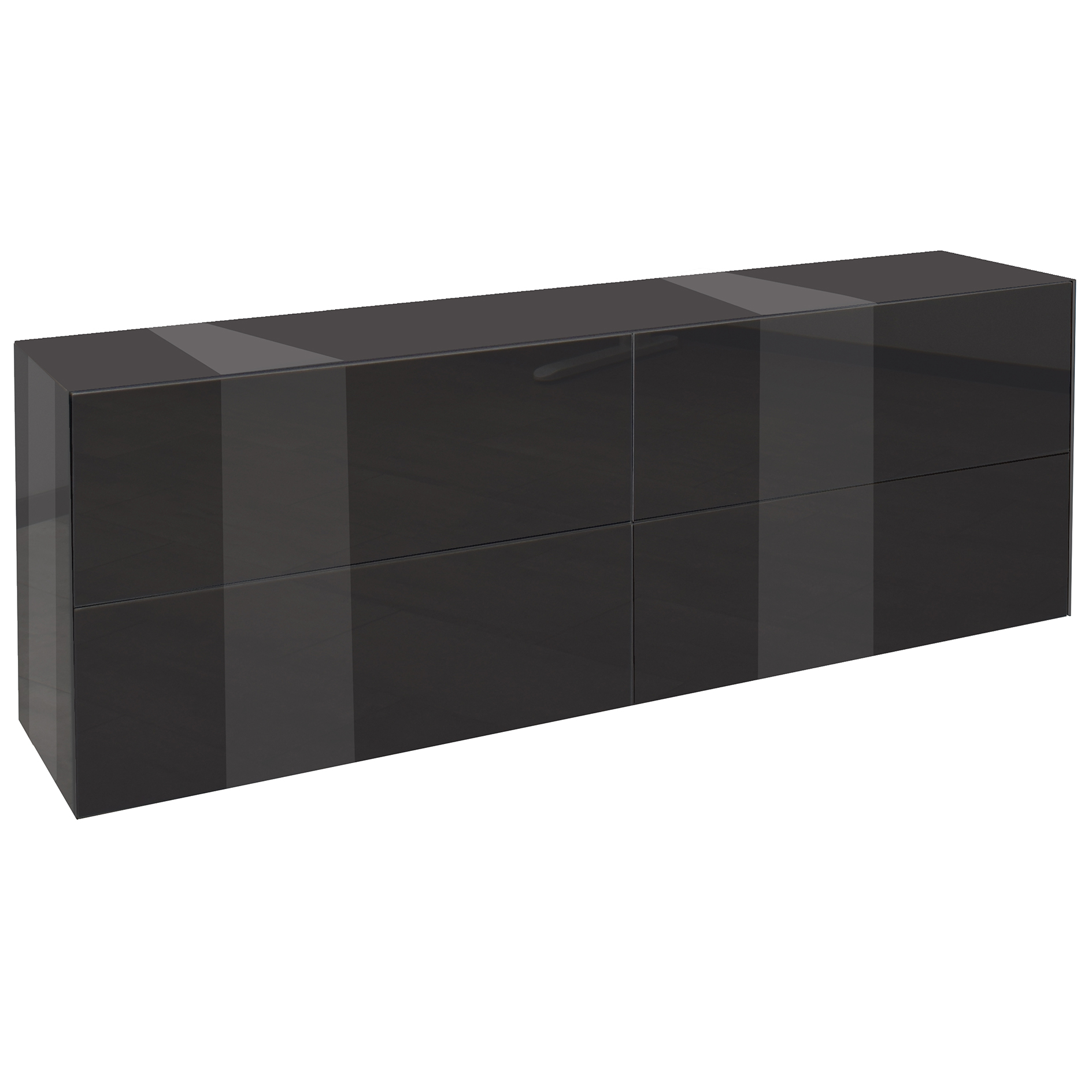 TV-Lowboard - anthrazit - mit Glas - 2 Schubkästen - 2 Klappen