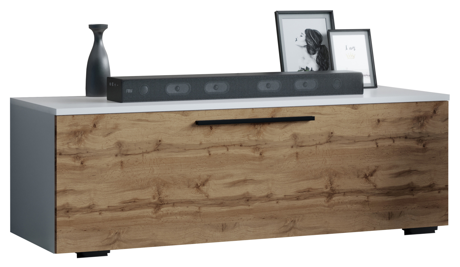 TV-Lowboard ARILA M - Honig Eiche - weiß - 115 cm