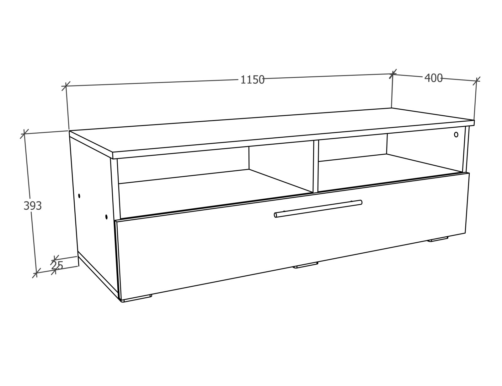 TV-Lowboard ARILA XL - Honig Eiche - anthrazit - 115 cm
