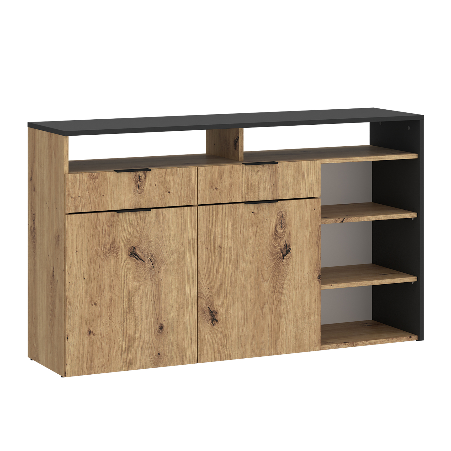 TV-Lowboard - Artisan Eiche - anthrazit - 130 cm breit