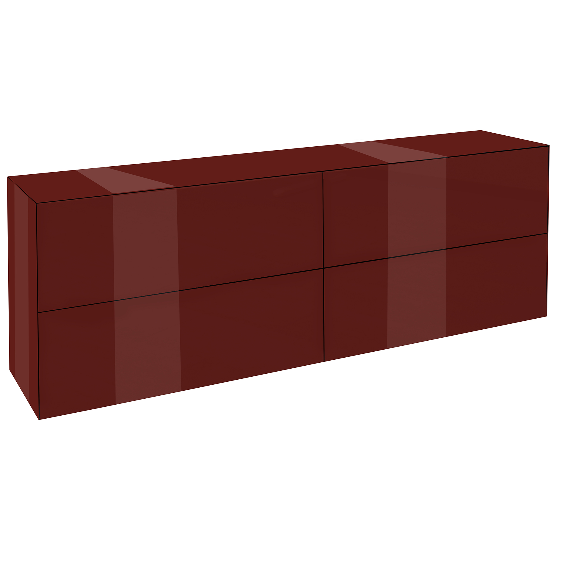 TV-Lowboard - bordeauxrot - mit Glas - 2 Schubkästen - 2 Klappen