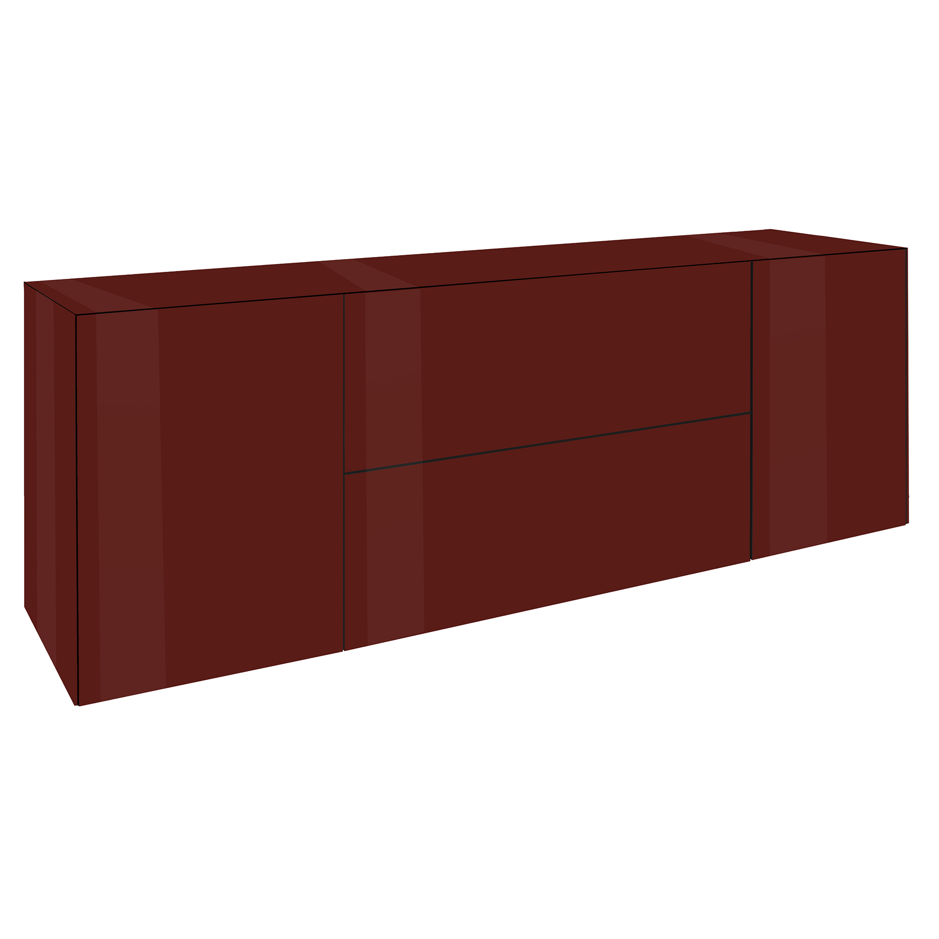 TV-Lowboard - bordeauxrot - mit Glas - in 3 Varianten montierbar